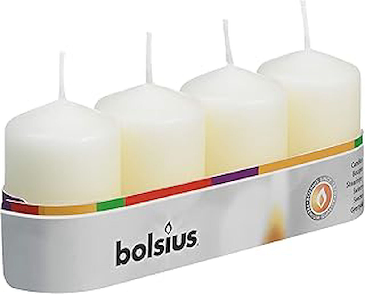 bolsius Fildişi Sütun Blok Mum, 7 Saat Yanma Süreli, 60/40mm