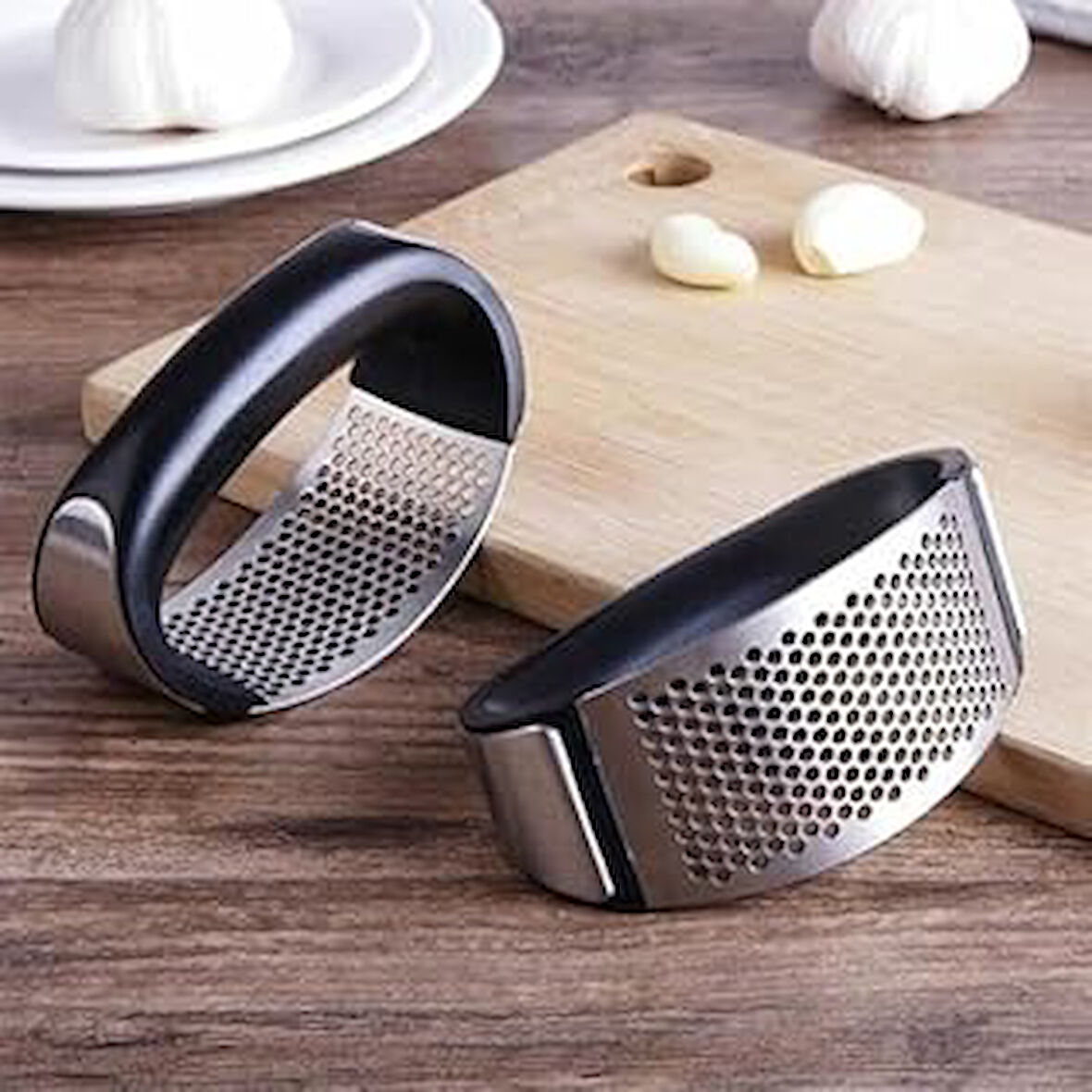 GüncelÇarşı Yeni Sarımsak Ezici Paslanmaz Çelik Garlic Press, Sarımsak Ezme Aleti Aparatı