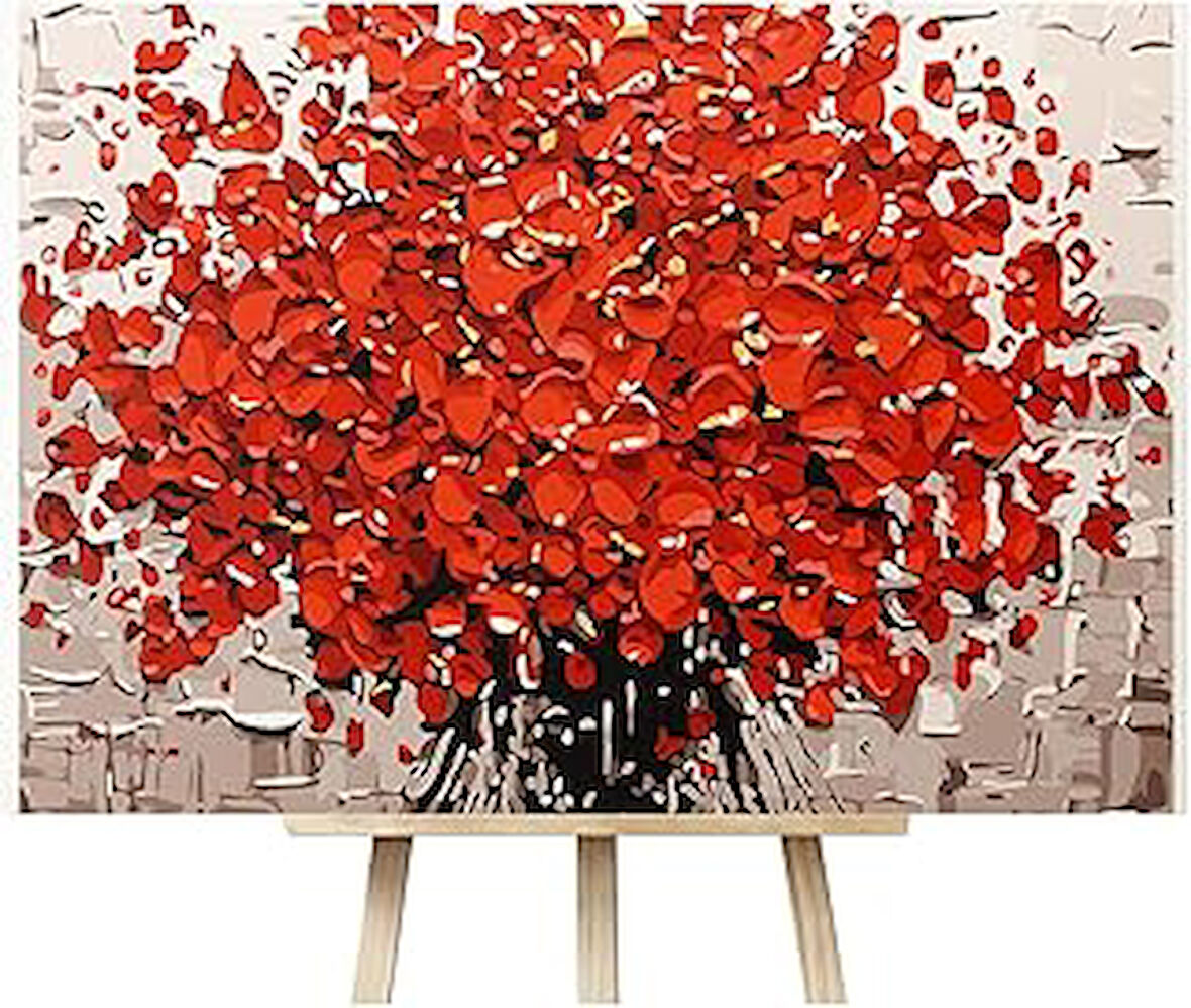 Kendin Yap Kırmızı Güller - Red Roses/Sayılarla Boyama Kanvas Tablo Seti-56 * 70 CM