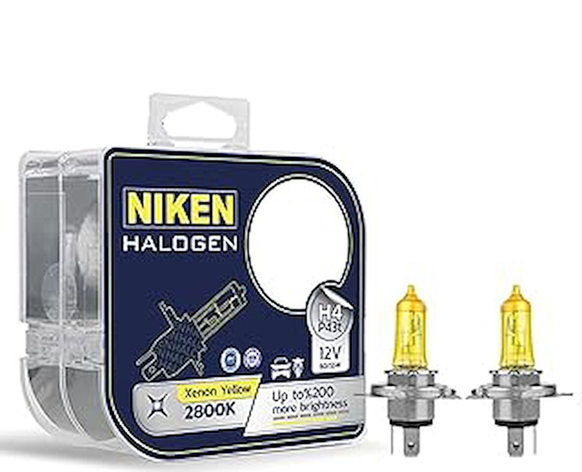 niken 12V H4 60/55W Sarı Işık Ampul 2800K, 2 Adet