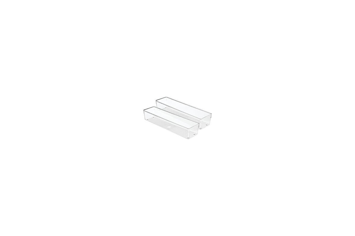 52630 M2EU Linus çekmece içi düzenleyici için çatal bıçak kutusu çatal bıçak kaşık takımı, mutfak spatulası, plastik, Clear, 10,16 x 40,64 x 7,62 cm
