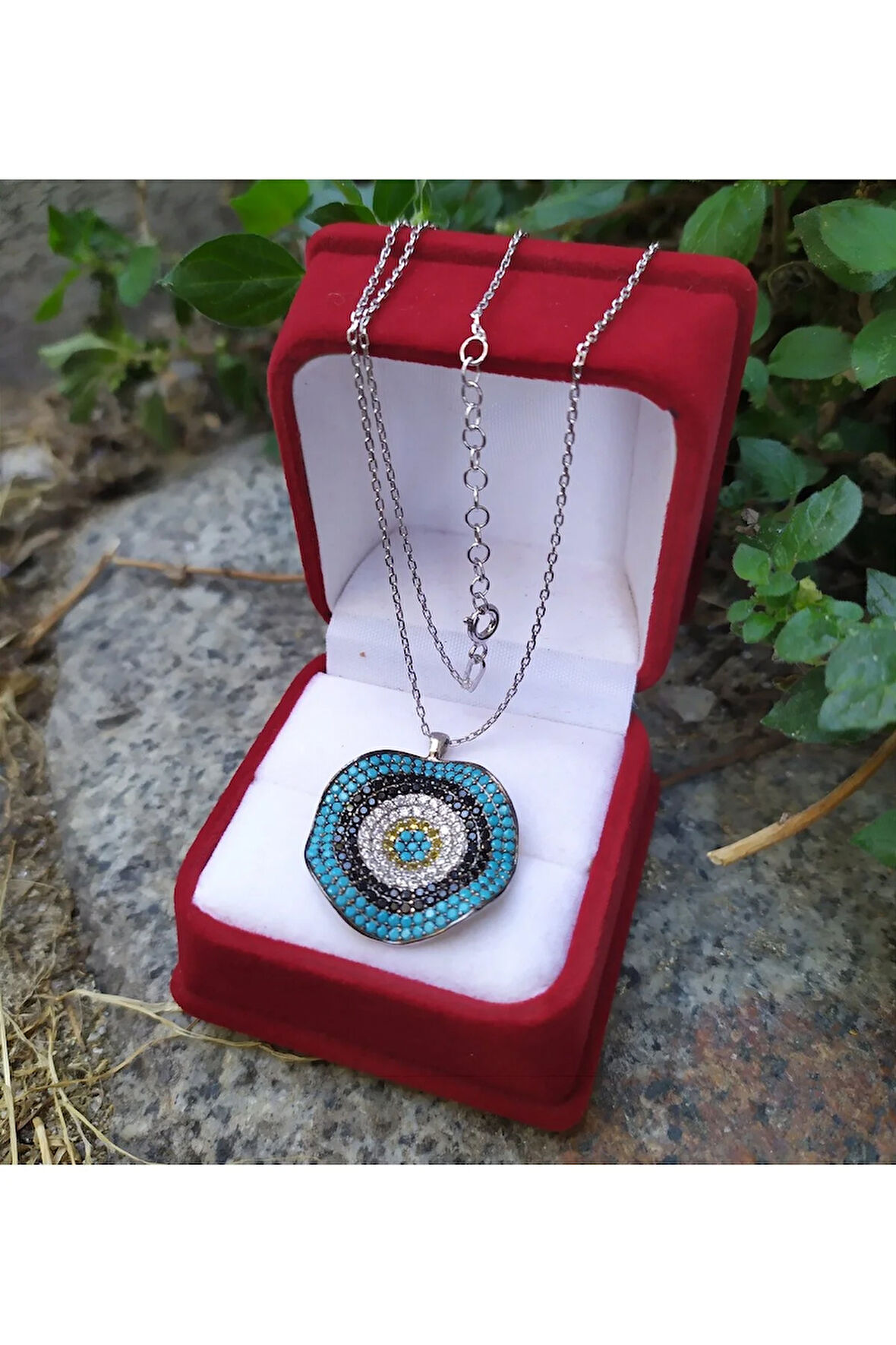 Modahilye 925 Ayar Gümüş Nazarlıklı Göz Tasarım Kolye