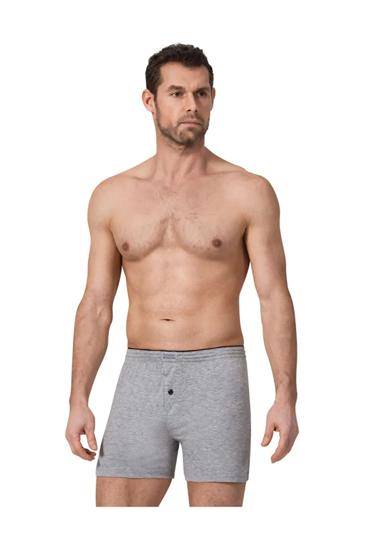 3 Adet Gri Renk Penye Boxer