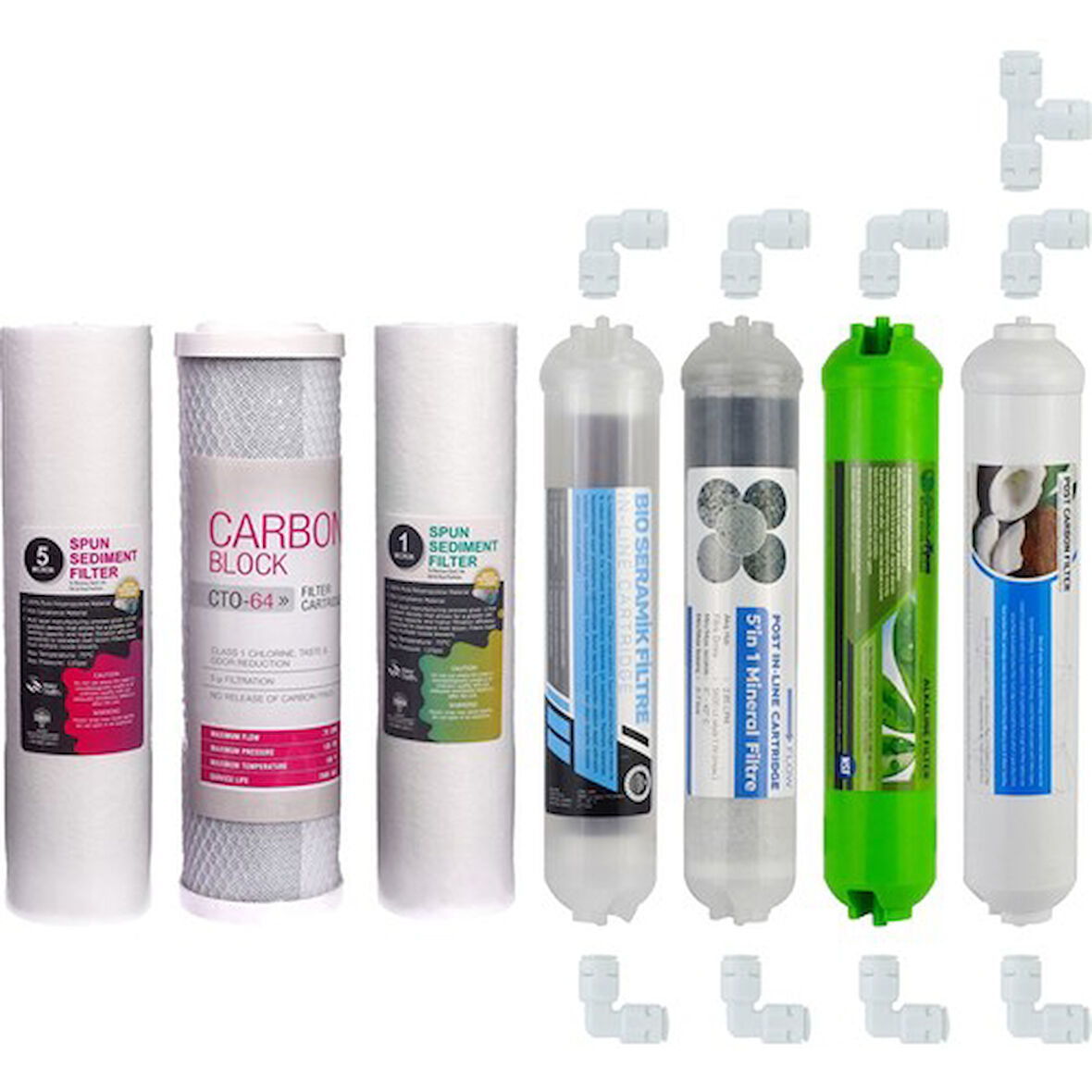 Su Arıtma Cihazı Filtresi 7'li Set Paket Aşama Membransız