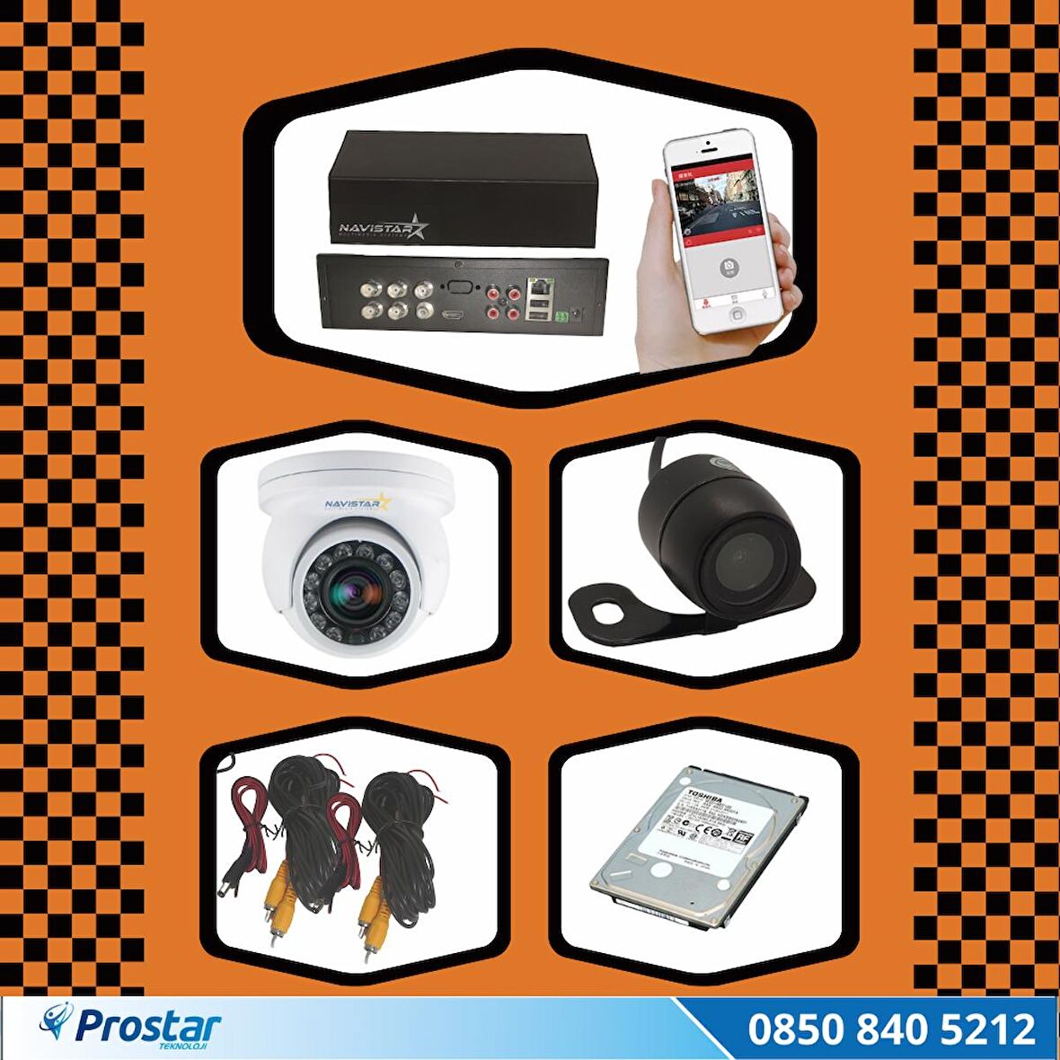 Ticari Taksi Kayıtlı Uzaktan izlenebilir 2 Kameralı 1 TB Tak Kullan Kamera Seti