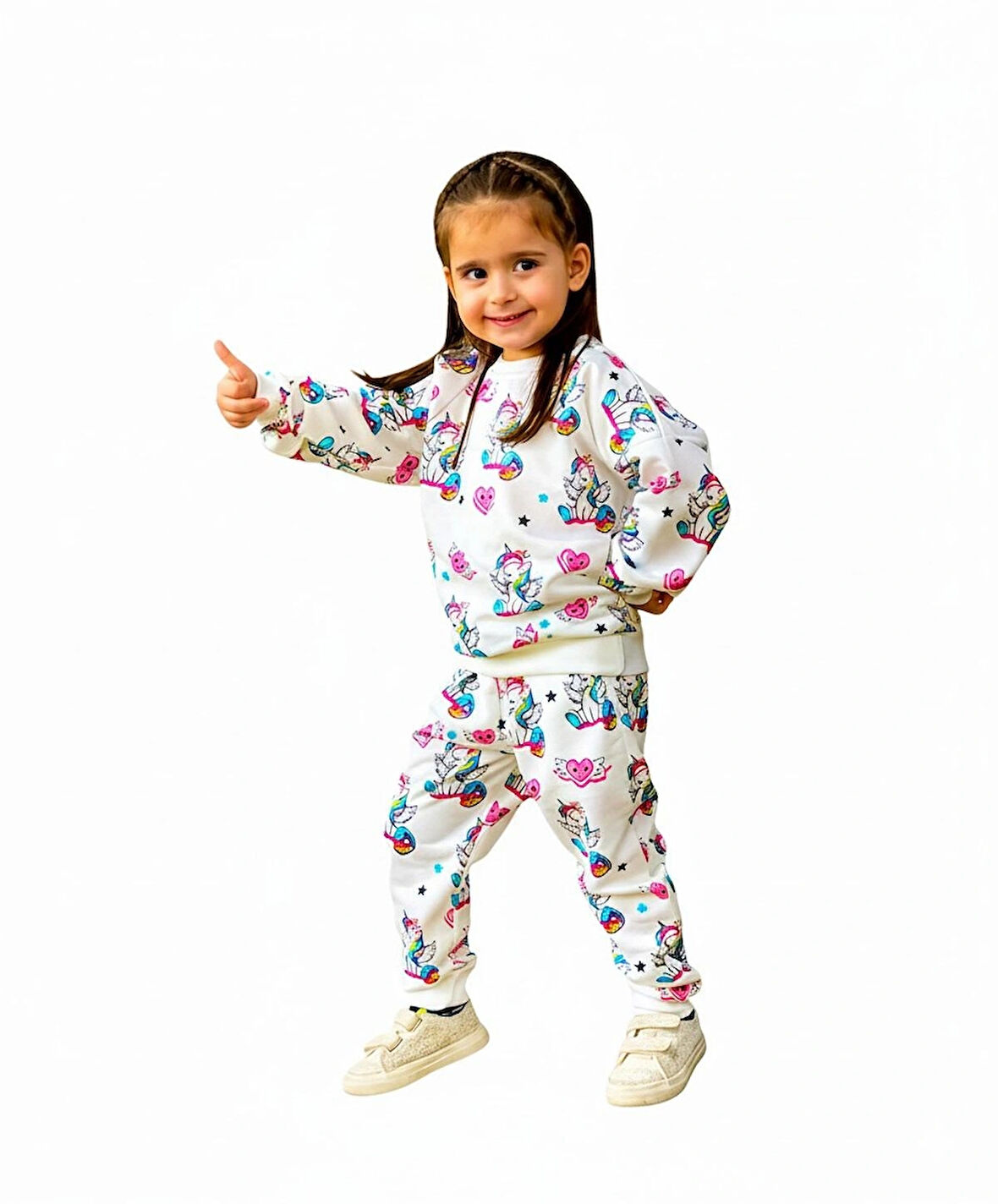 Kız çocuk baskılı mevsimlik alt üst takım
