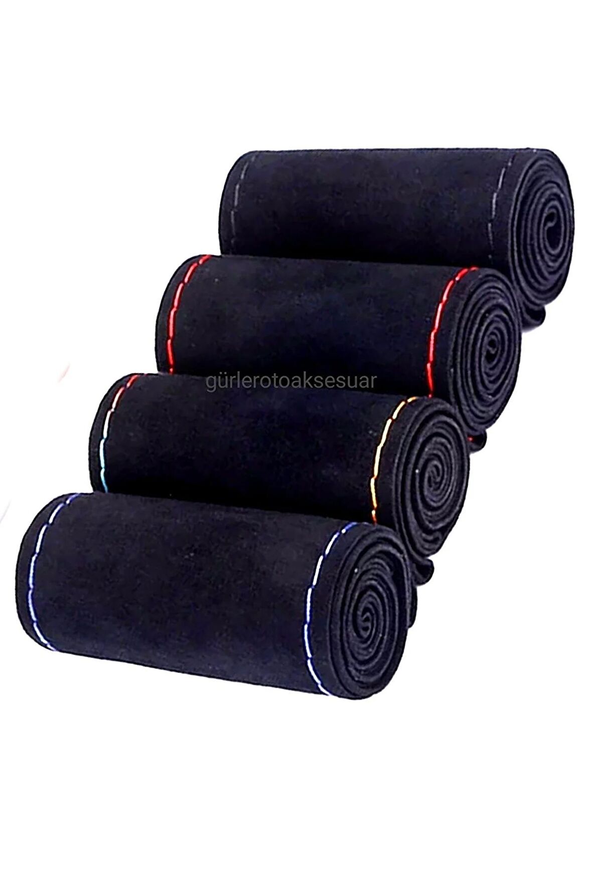 Universal Uyumlu Kamyon Tır Dikmeli Direksiyon Kılıfı Nubuk Alkantara Kırmızı Ipli 45×10.5cm