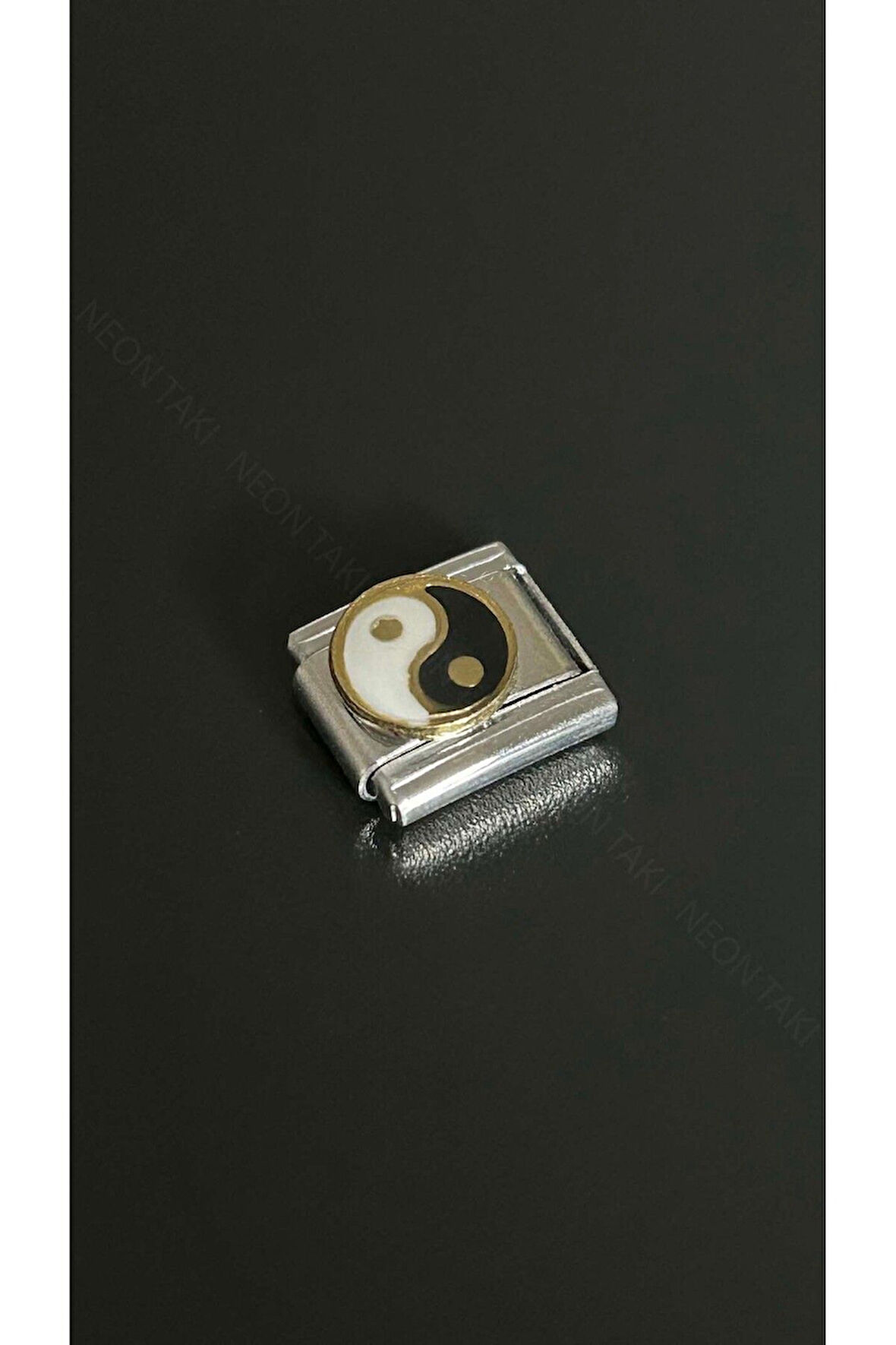 Yin Yang, İtalyan Nom Bileklik için Çelik Charm 12, Gümüş Renk (BİLEKLİK DAHİL DEĞİLDİR!!)