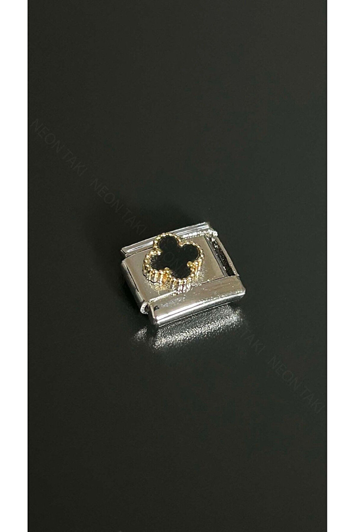 Siyah sembol, İtalyan Nom Bileklik için Çelik Charm 25, Kasa Gümüş Renk (BİLEKLİK DAHİL DEĞİLDİR!!)