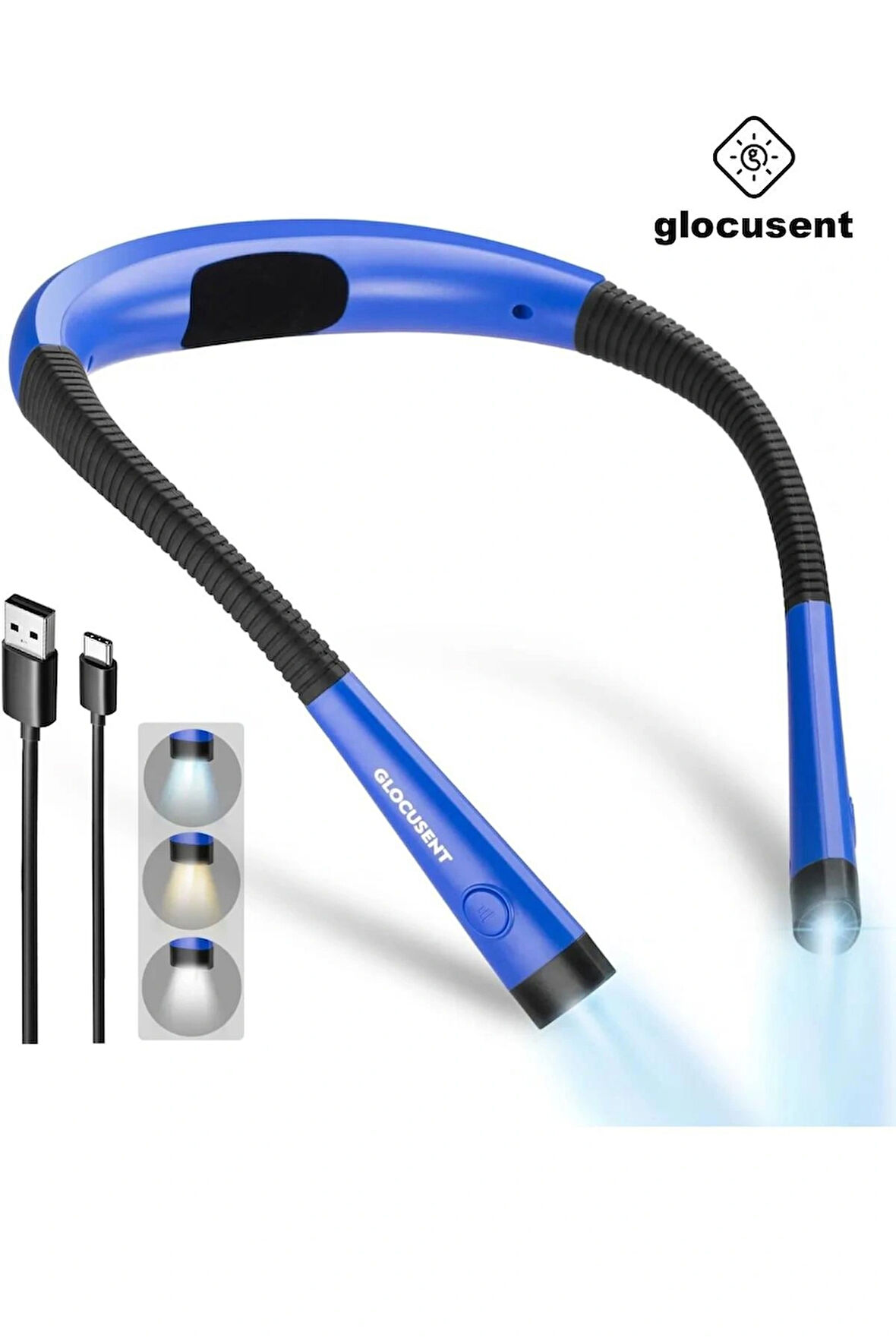 Glocusent Şarjlı LED Boyun Lambası, Kitap Okuma Işığı, Kamp, Avcı, Balıkçı, Örgü, Tamirci, Kafa Lambası