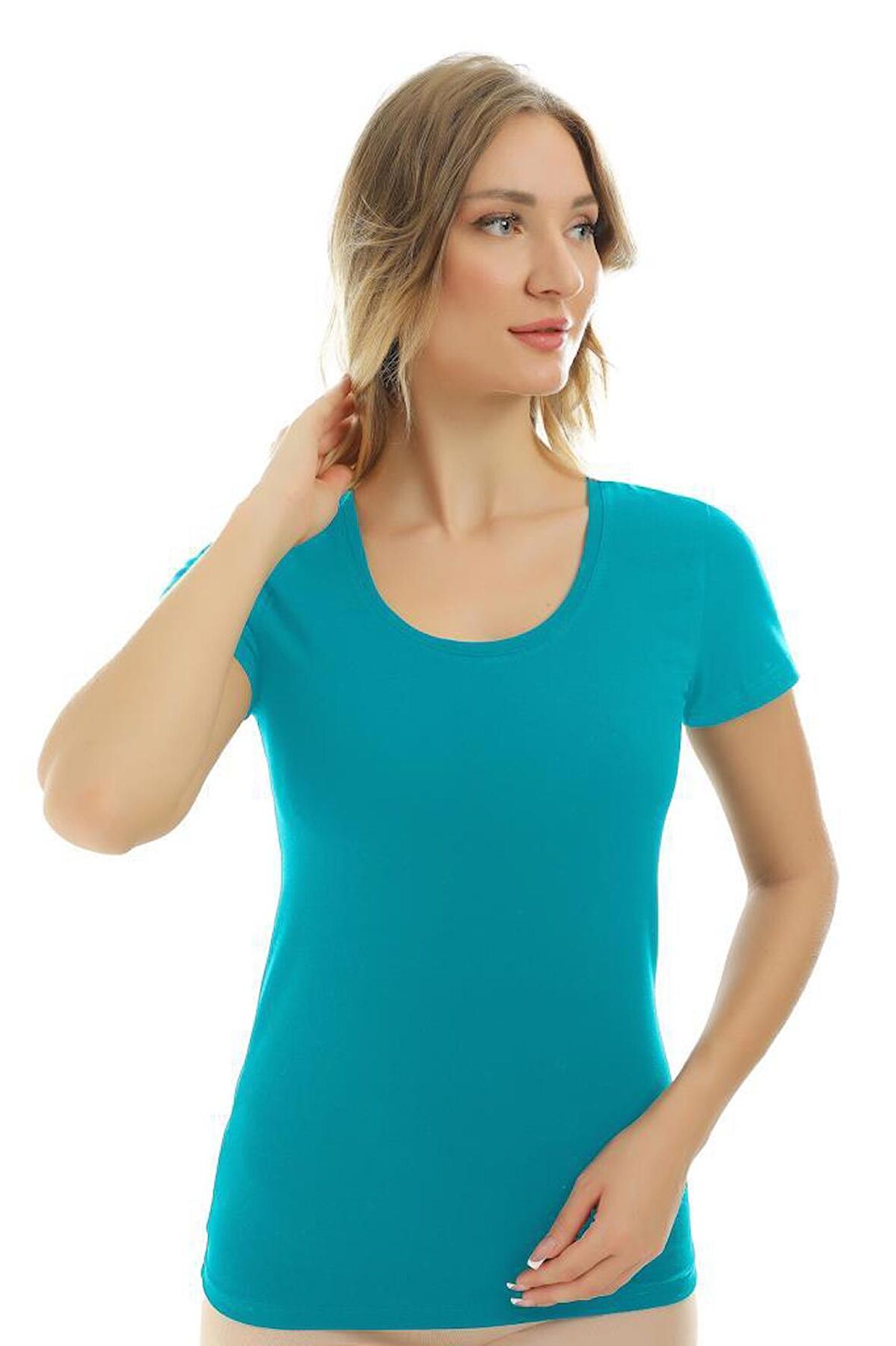 Almila Kısa Kollu U Yaka Slim Fit Kadın Body T-Shirt 2038