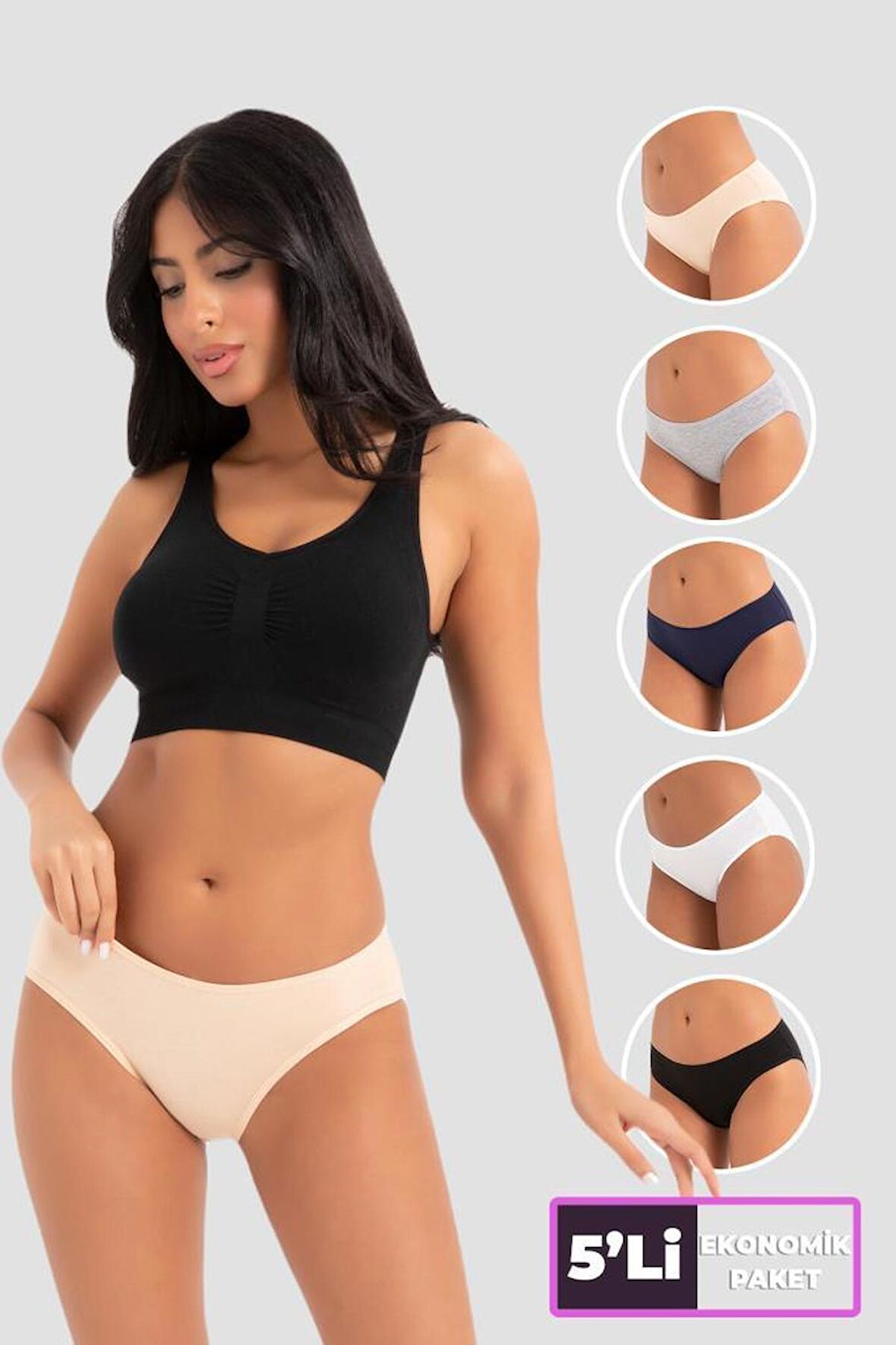 Almila (5 adet) Yüksekbel Classic High Leg Brief Kadın Külot 2057