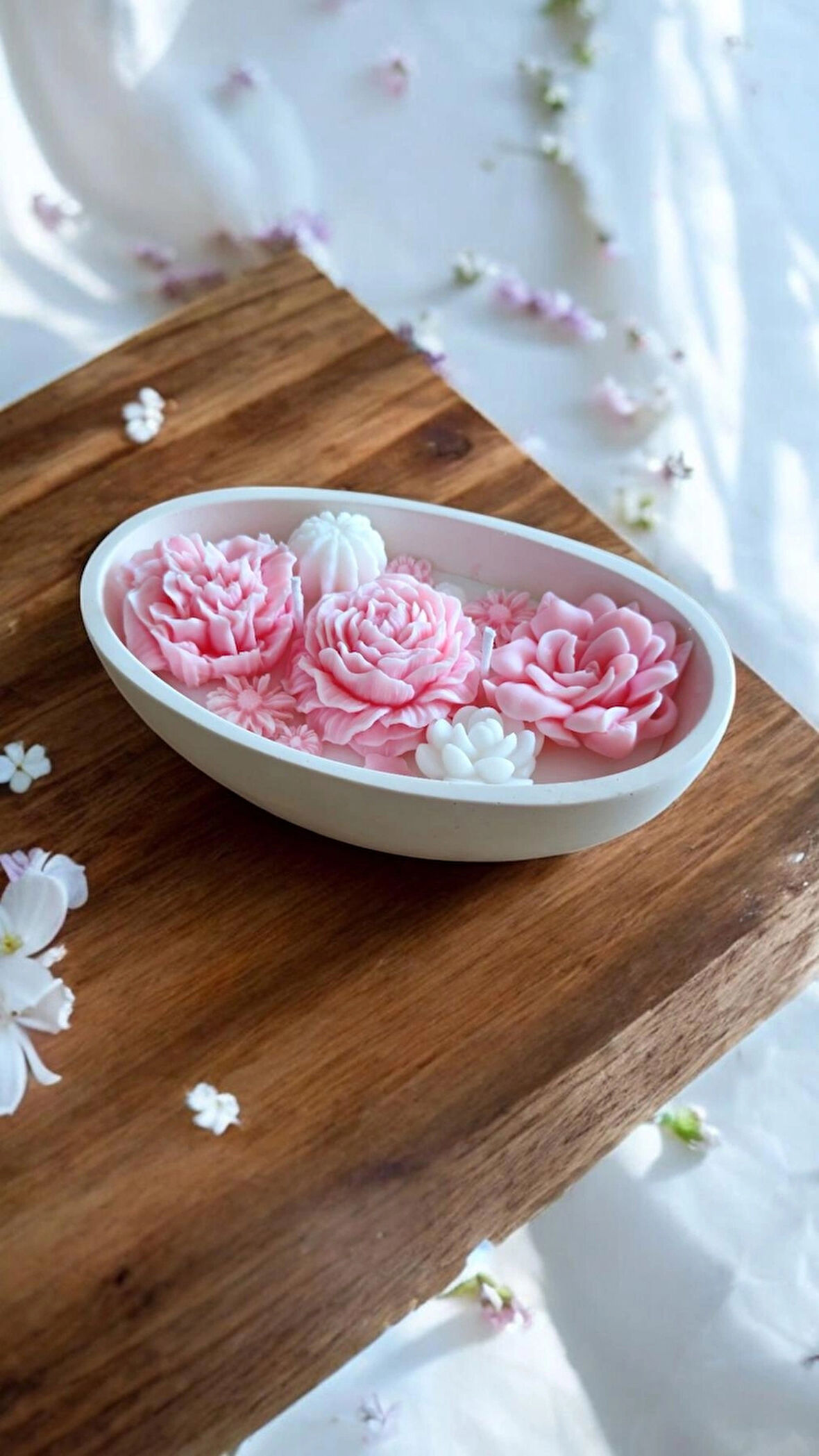 Nefha Candle Kokulu Çiçek Temalı Soya Wax Mum Dekoratif Taş Tozu Mumluk (koku Seçenekleri Açıklama Da
