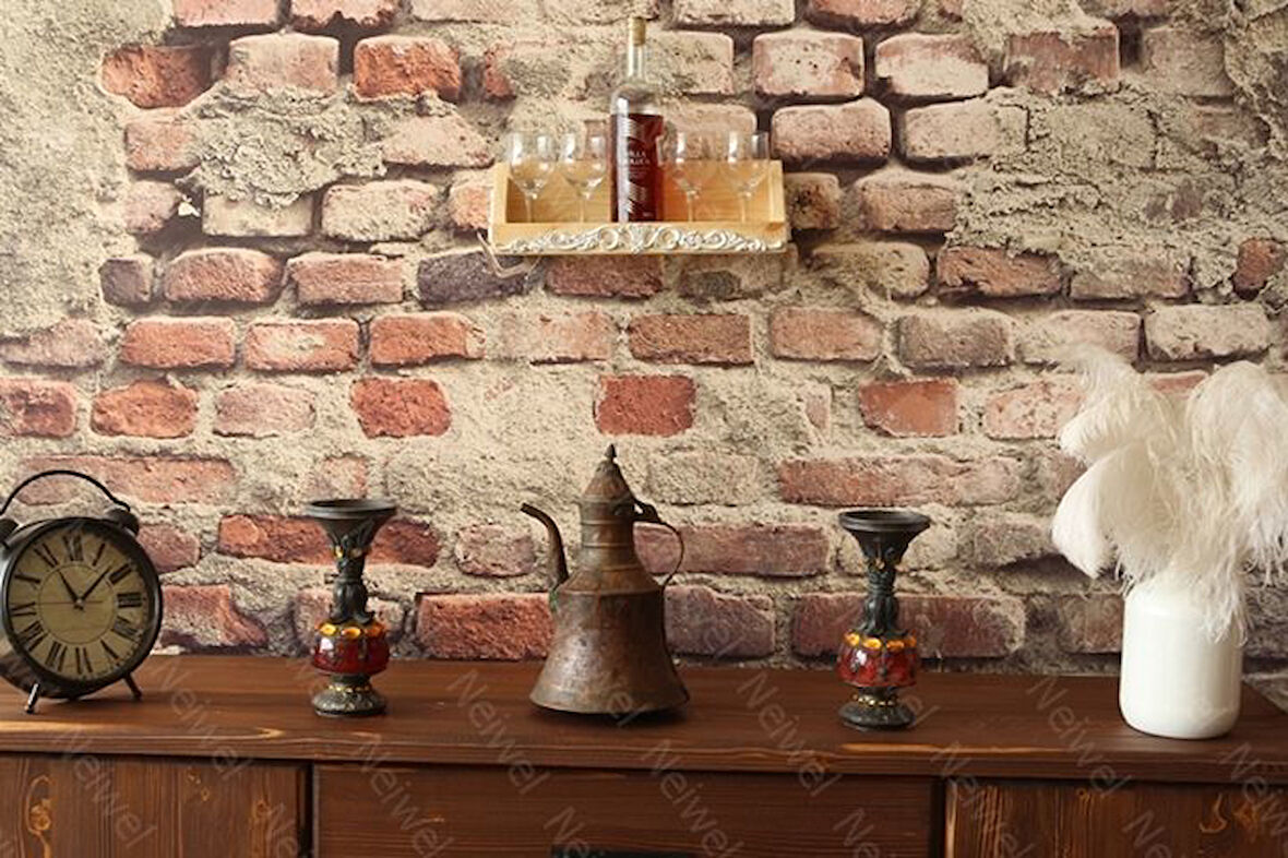 Neiwel Vintage Vien Naturel Ahşap Bar Raf