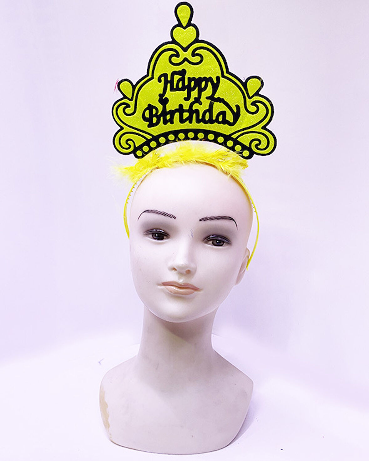 Nessiworld Happy Birthday Neon Sarı Renk Doğum Günü Tacı 24x15 cm