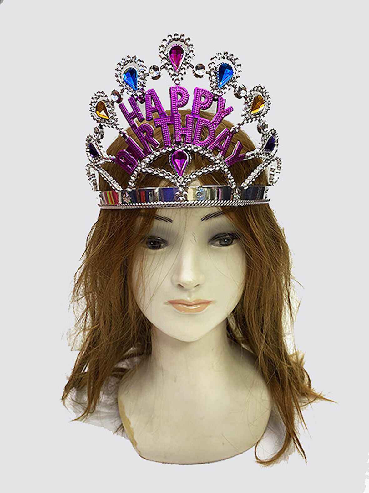 Nessiworld Gümüş Renk Happy Birthday Yazılı Doğum Günü Tacı 60 cm