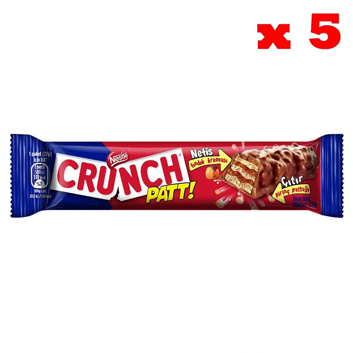 Nestlé Crunch Patt Sütlü Çikolatalı Pirinç Patlaklı Gofret 27g