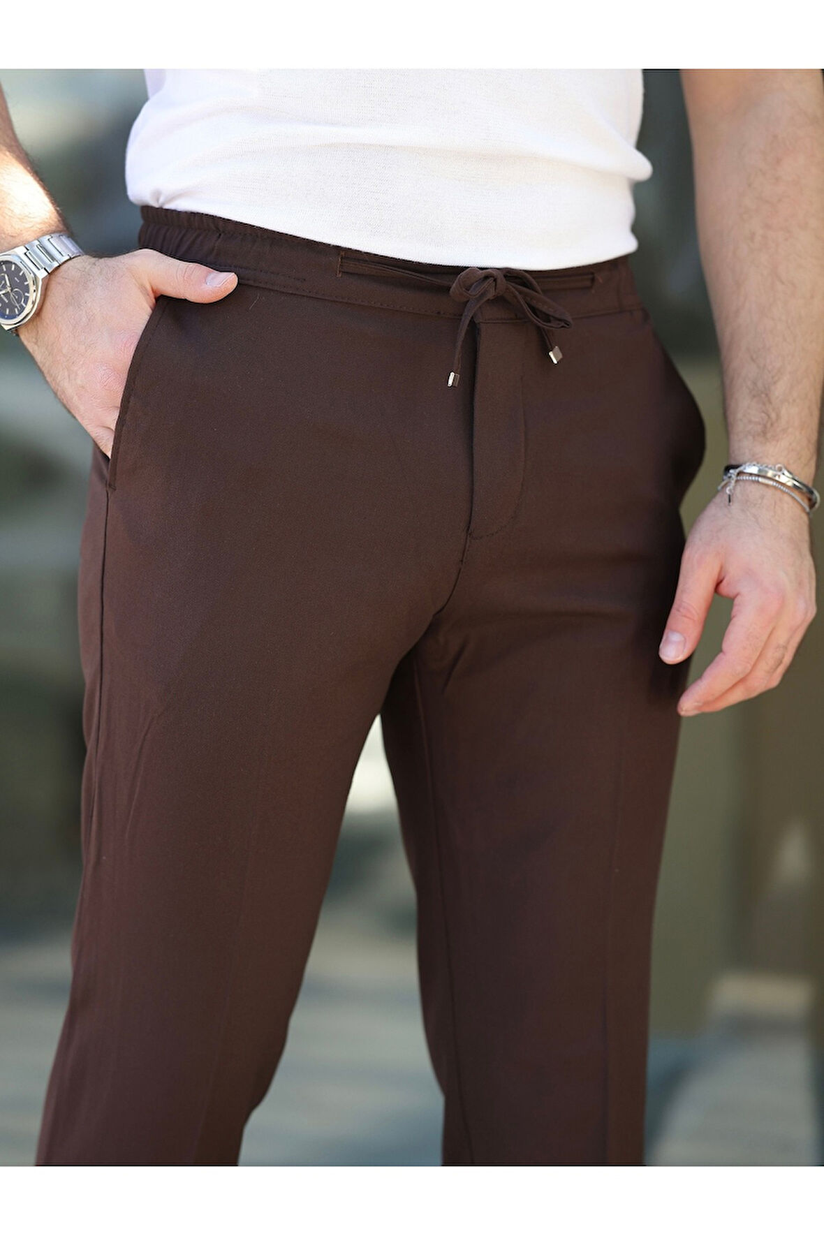 Rahat Şık Kolay Ütülenebilir Slim Fit Kumaş Jogger Pantolon