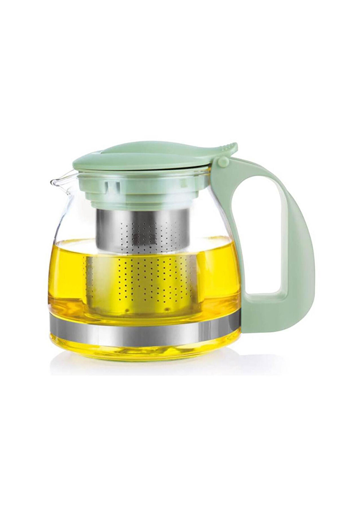 Nishev.com Evini Sev Renkli Süzgeçli Cam Demlik 700 ML - Fıstık Yeşili