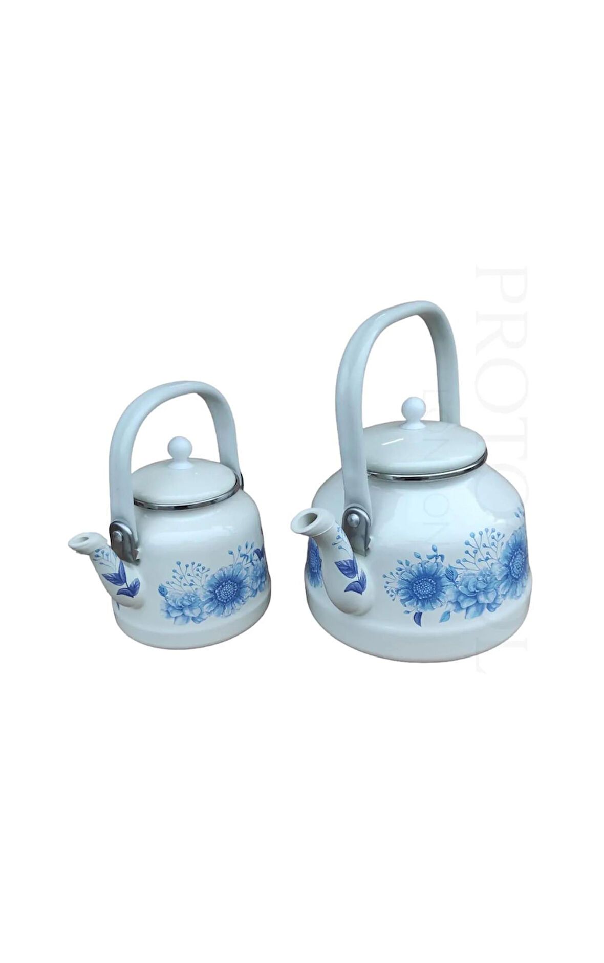 Nishev Italyan Lüks Emaye Çaydanlık Takımı Mavi