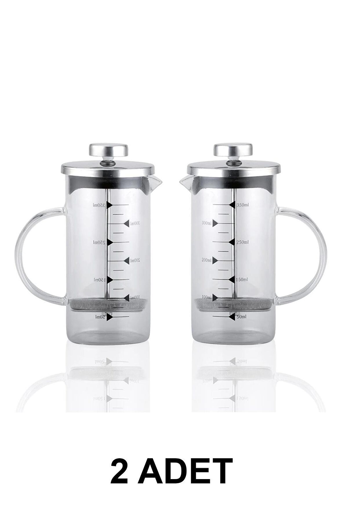 Nishev 2 Adet French Press - Filtre Kahve Ve Bitki Çayı Demliği 350 ml