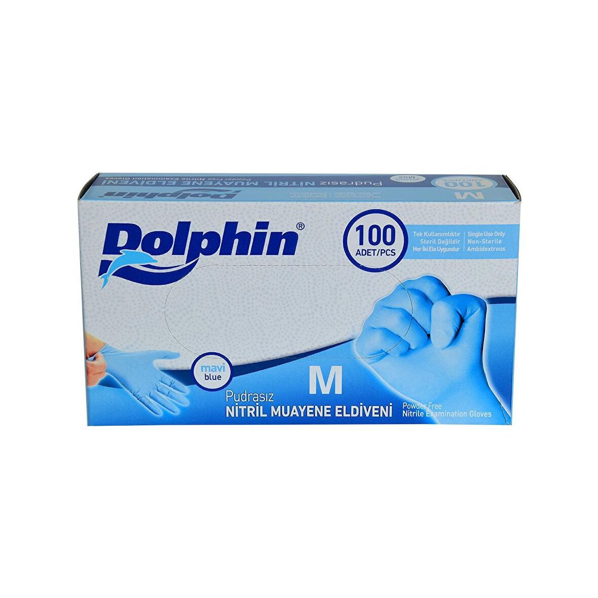 Dolphin Mavi Nitril Eldiven Pudrasız (Medium)