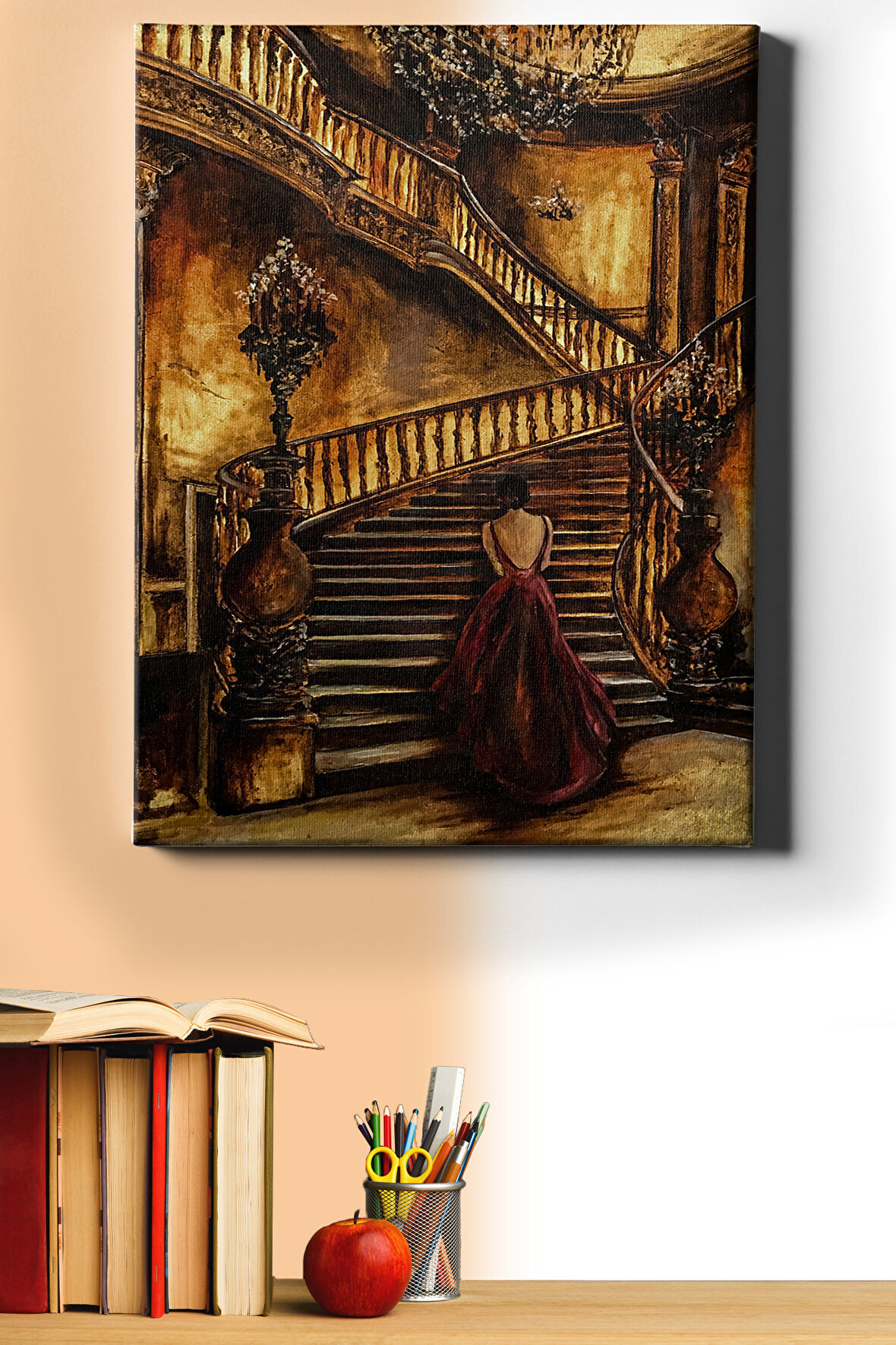 Sayılarla Boyama Seti Kasnaklı Merdivendeki Kadın 60 X 75 Cm