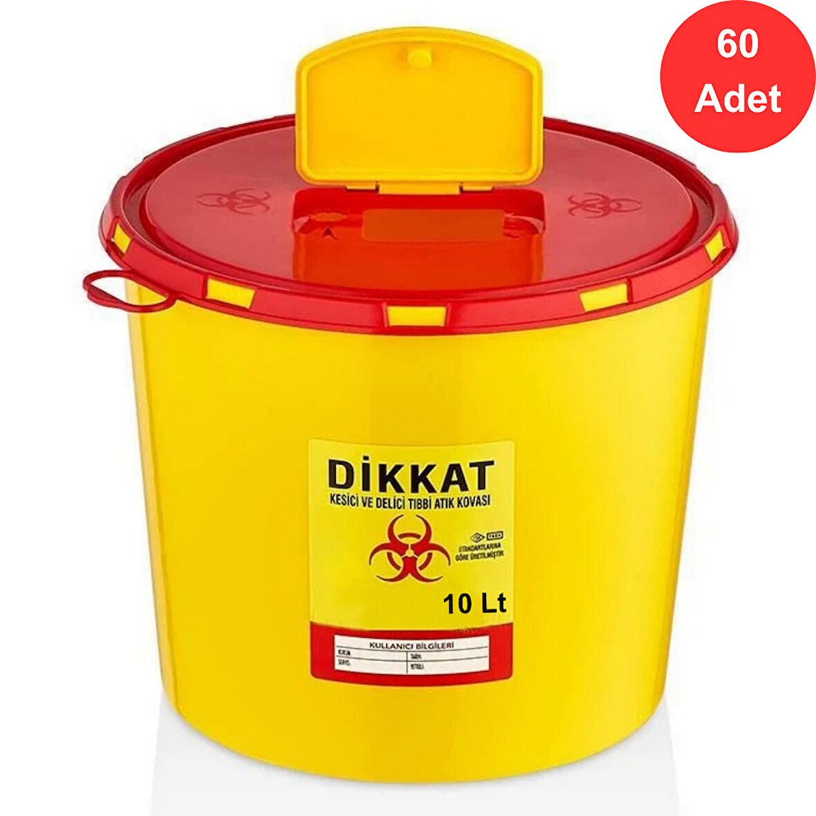 Tıbbi Atık Kovası 10 Litre x 60 Adet - Güvenli ve Dayanıklı (TAK 3210)