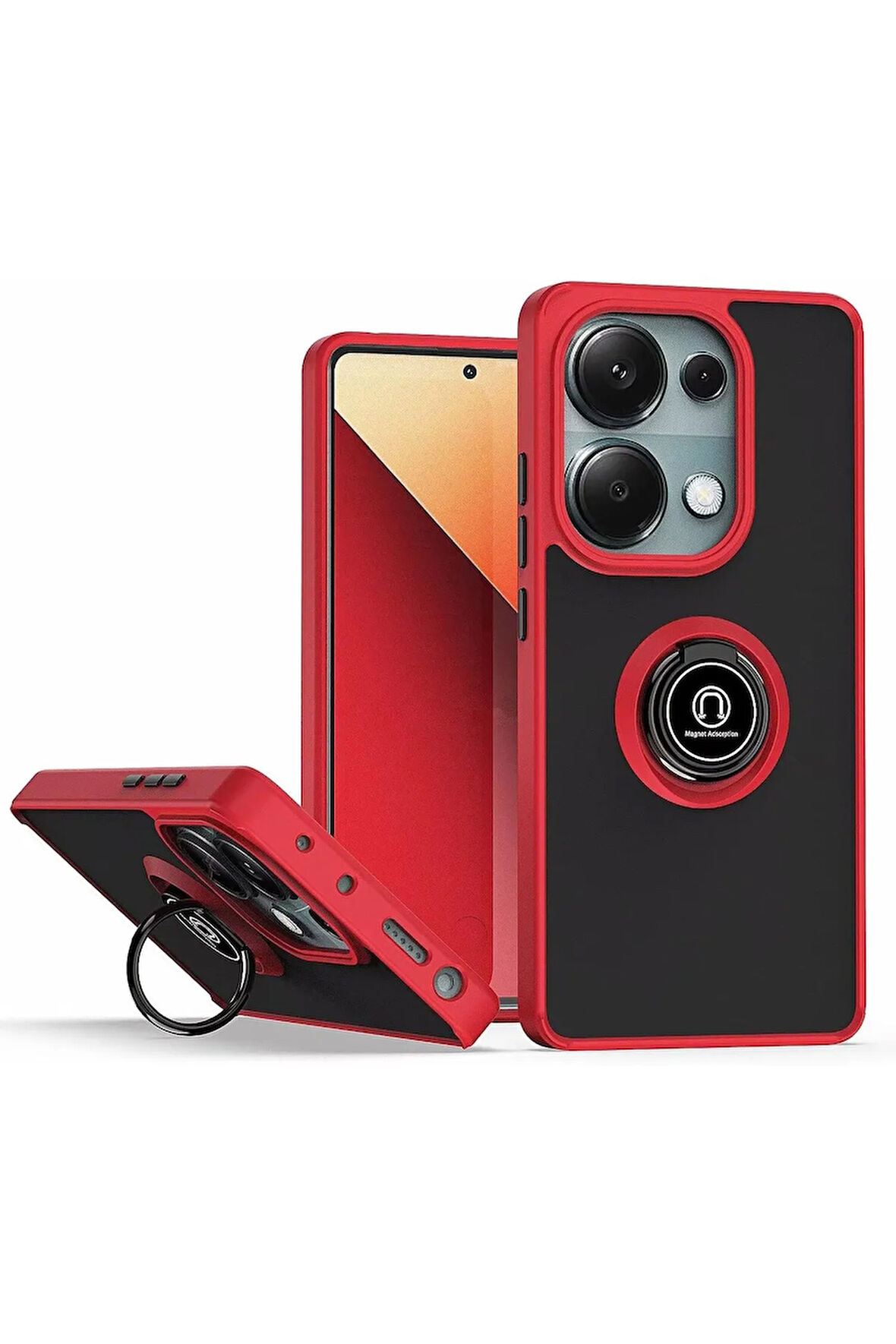 Xiaomi Redmi Note 13 Pro 4G Kılıf Soft Yüzüklü Standlı Mat Yüzey Azn-MntrYuzuk