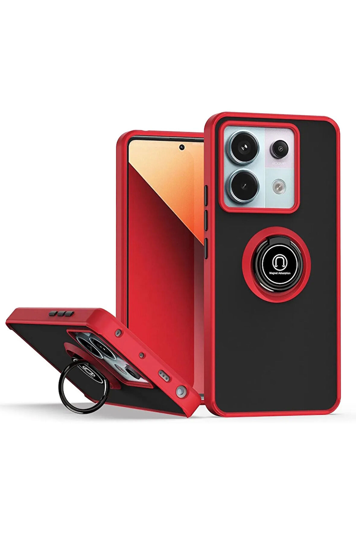 Xiaomi Redmi Note 13 Pro 5G Kılıf Soft Yüzüklü Standlı Mat Yüzey Azn-MntrYuzuk