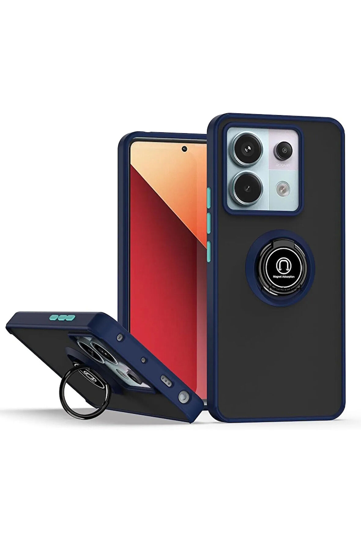 Xiaomi Redmi Note 13 Pro 5G Kılıf Soft Yüzüklü Standlı Mat Yüzey Azn-MntrYuzuk