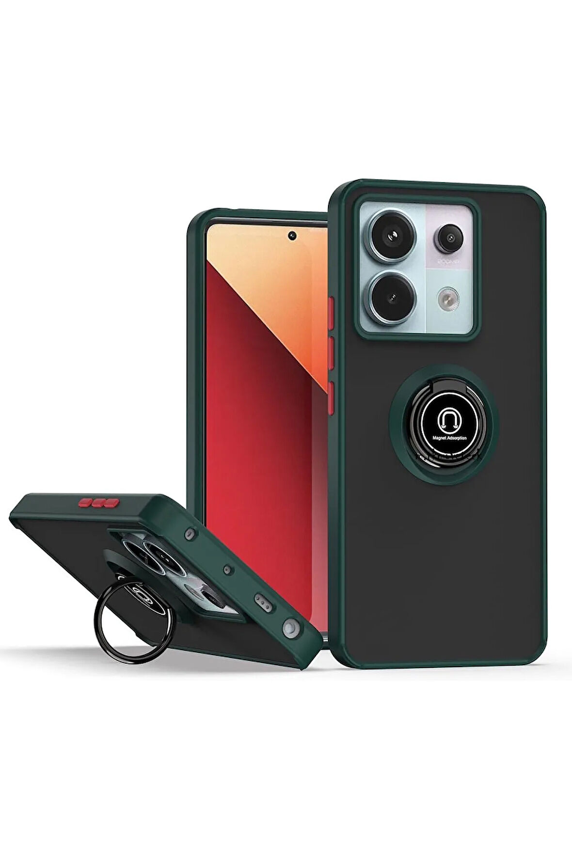 Xiaomi Redmi Note 13 Pro 5G Kılıf Soft Yüzüklü Standlı Mat Yüzey Azn-MntrYuzuk