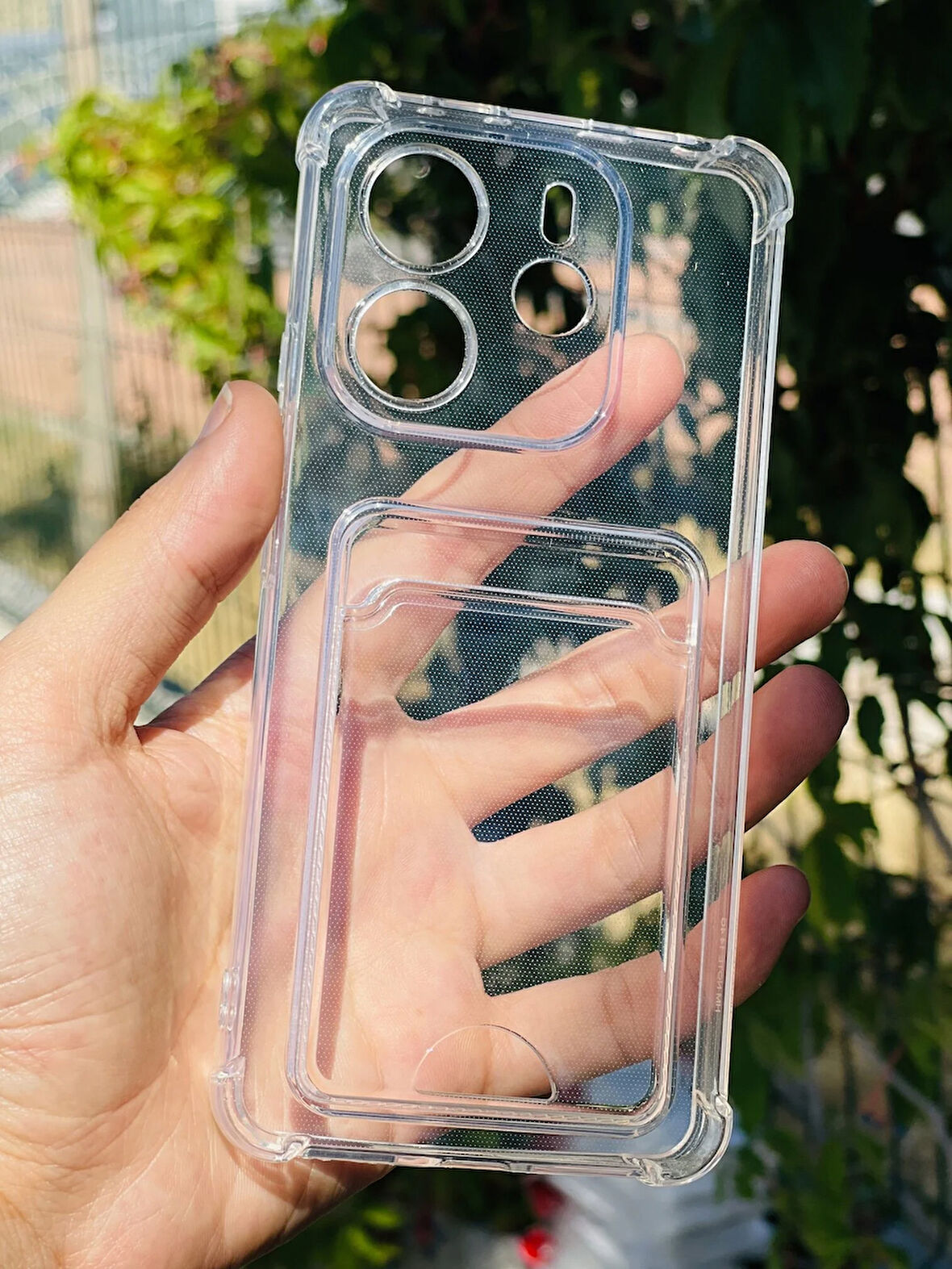 Xiaomi Redmi Note 14 4G Kılıf Şeffaf Kartlıklı Silikon Azn-SetraKart