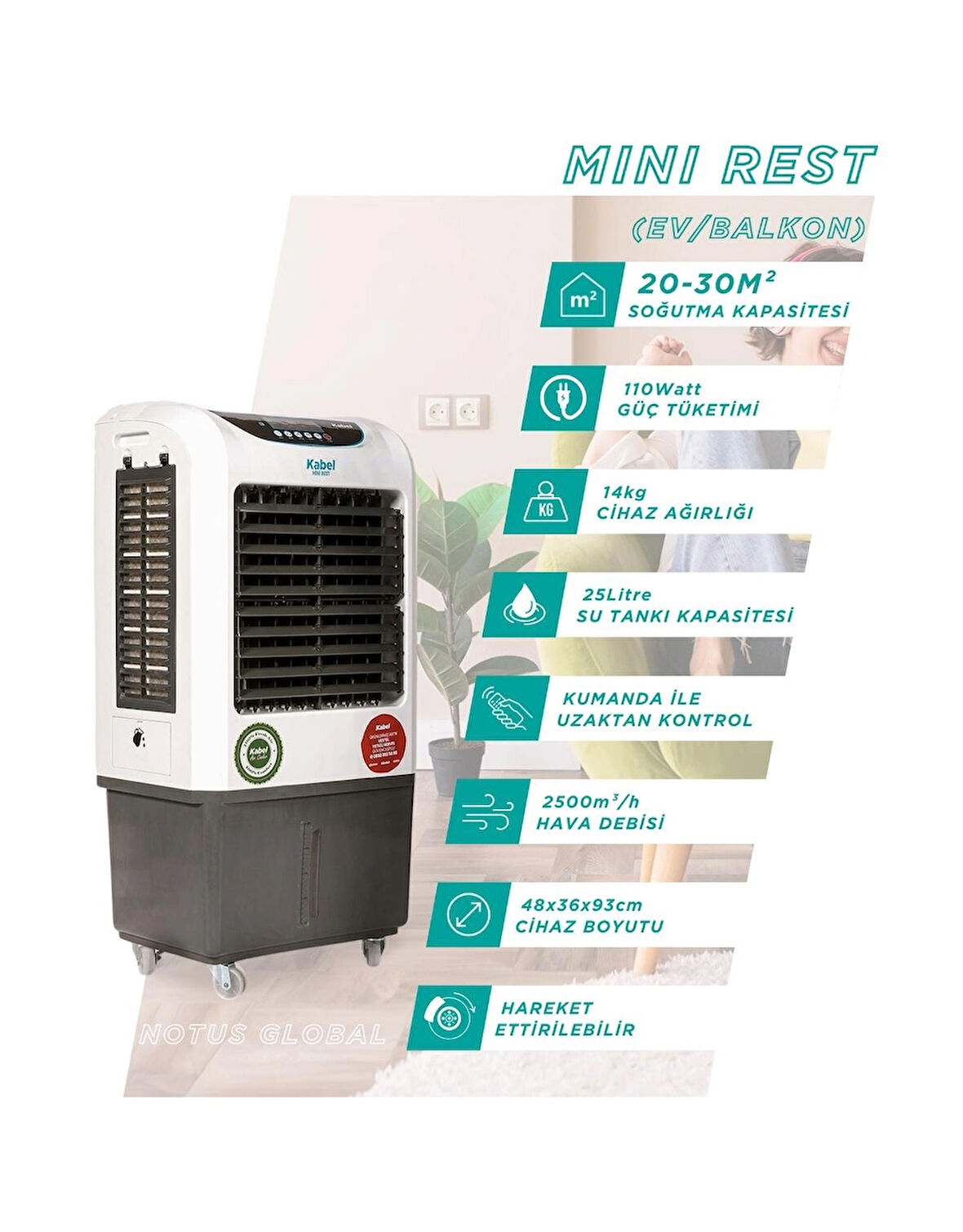 Mini Rest Evaporatif Hava Soğutucu Sulu Klima