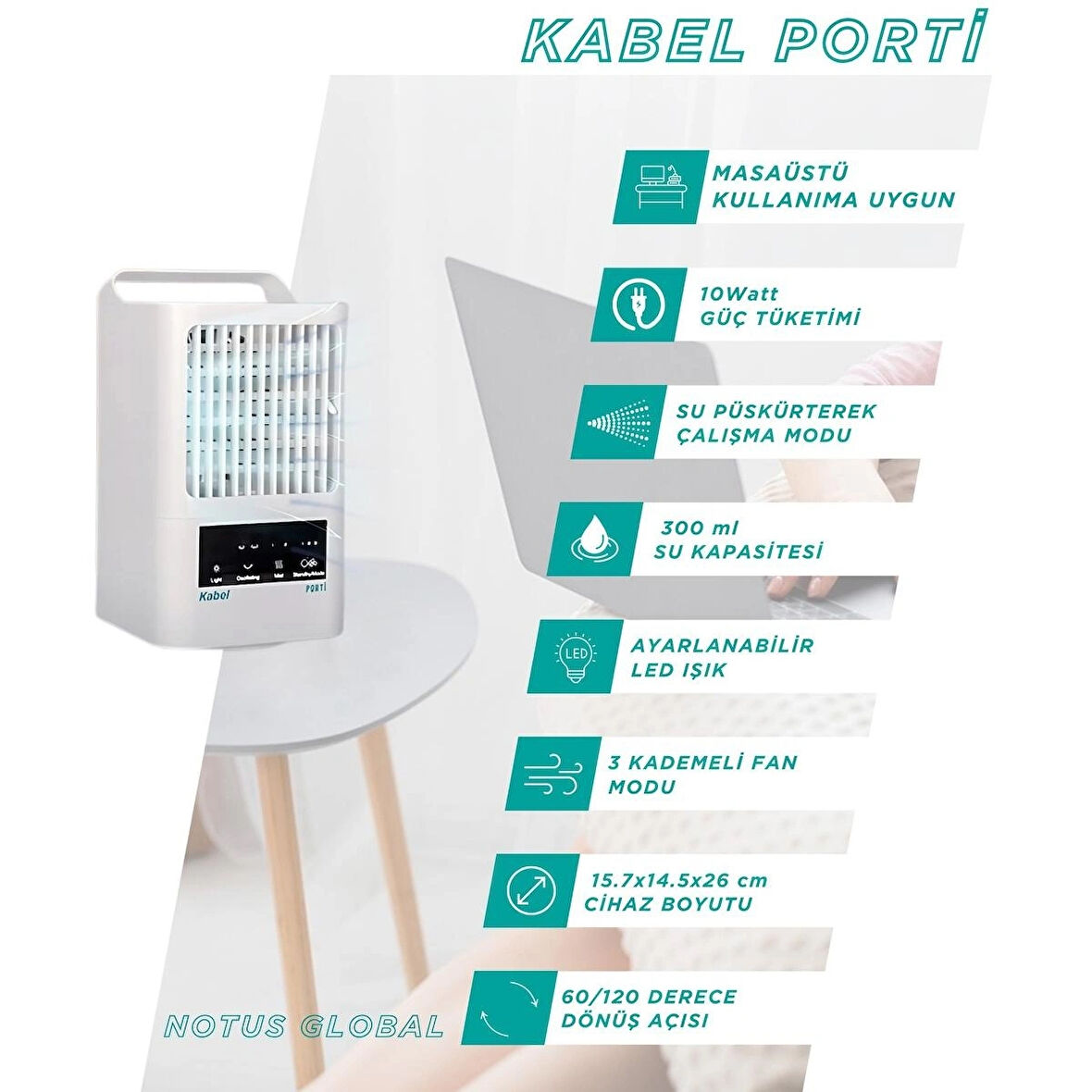 Kabel Porti Masaüstü Portatif Sulu Soğutucu