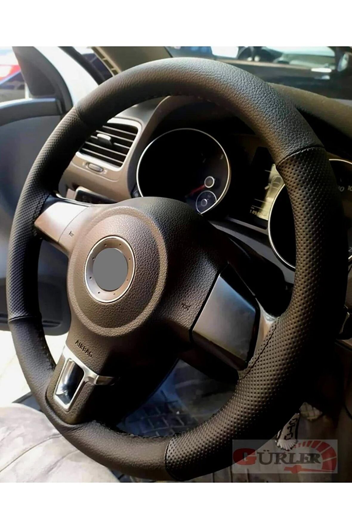 Tofaş Şahin Doğan Slx Uyumlu Iki Renkli Noktalı-soft Deri Direksiyon Kılıfı 4.parçalı