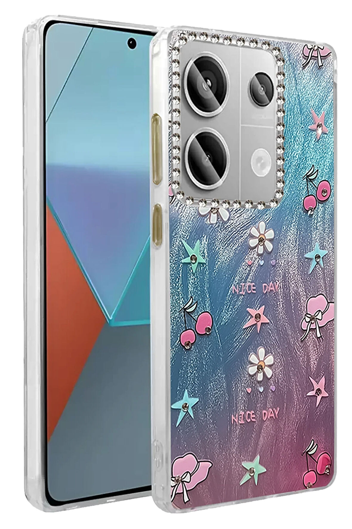 Xiaomi Redmi Note 13 Pro 5G Kılıf Parlak Desenli Taşlı Azn-Blade
