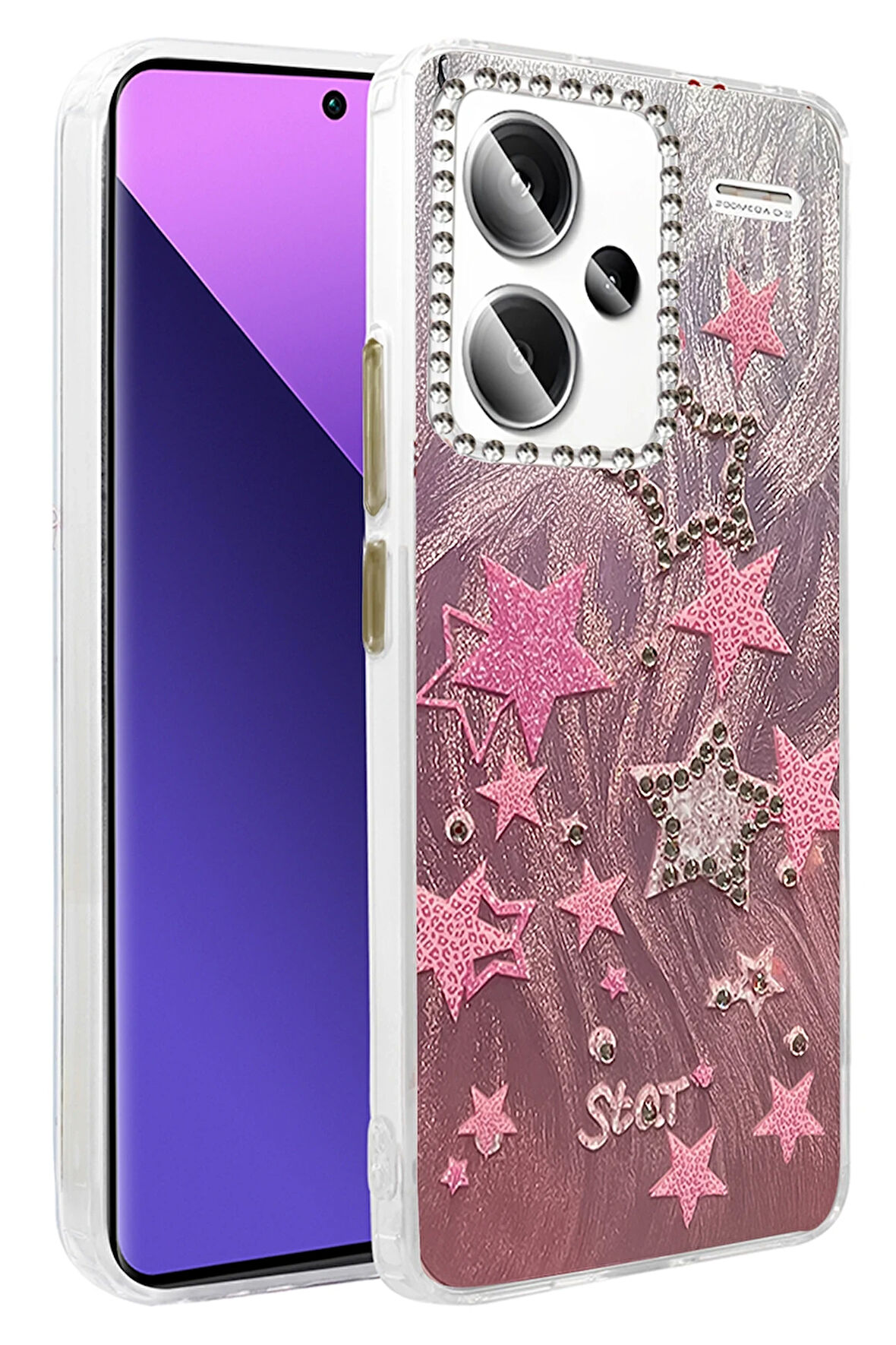 Xiaomi Redmi Note 13 Pro Plus Kılıf Parlak Desenli Taşlı Azn-Blade