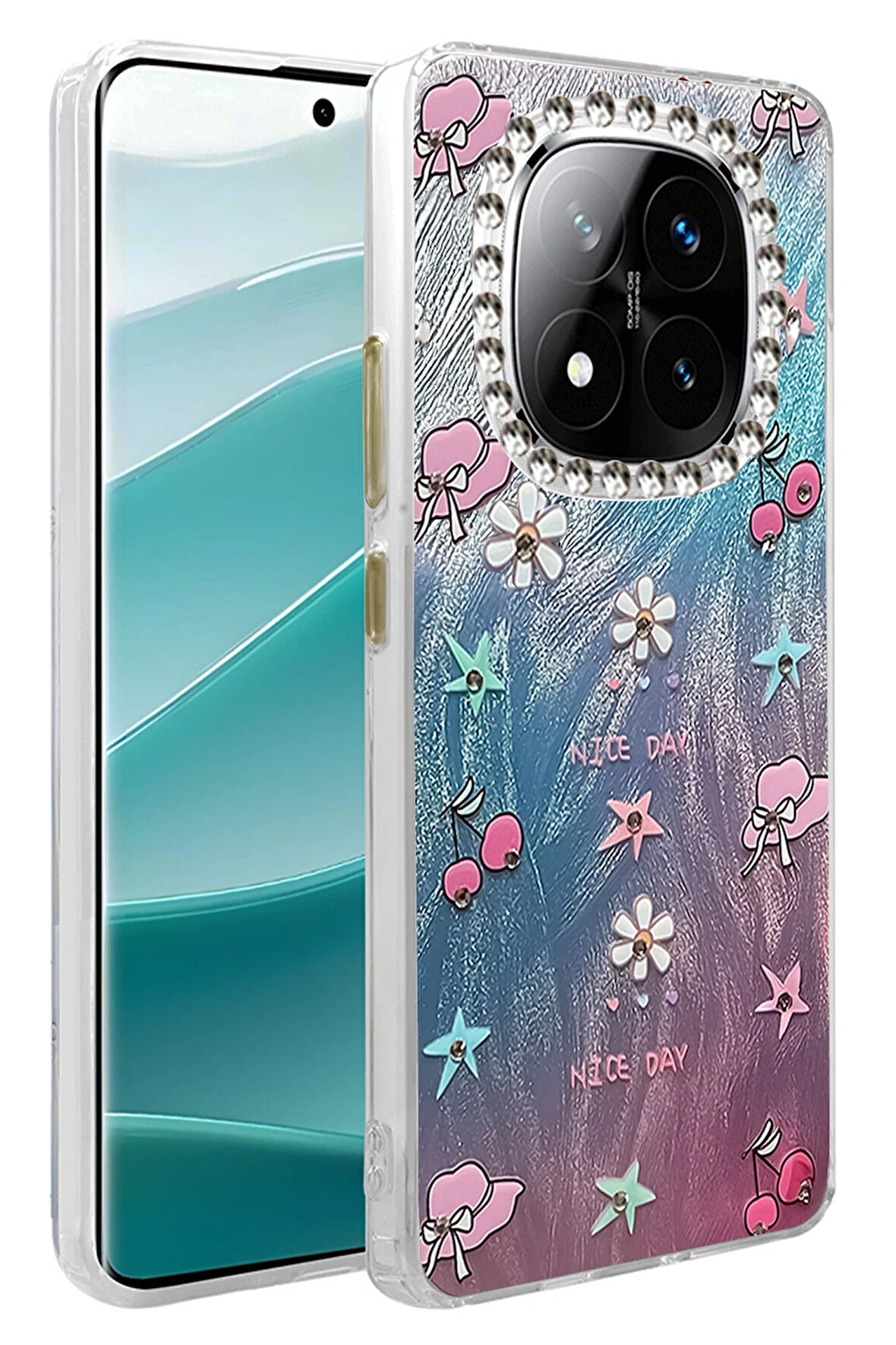 Xiaomi Redmi Note 14 Pro 5G Kılıf Parlak Desenli Taşlı Azn-Blade