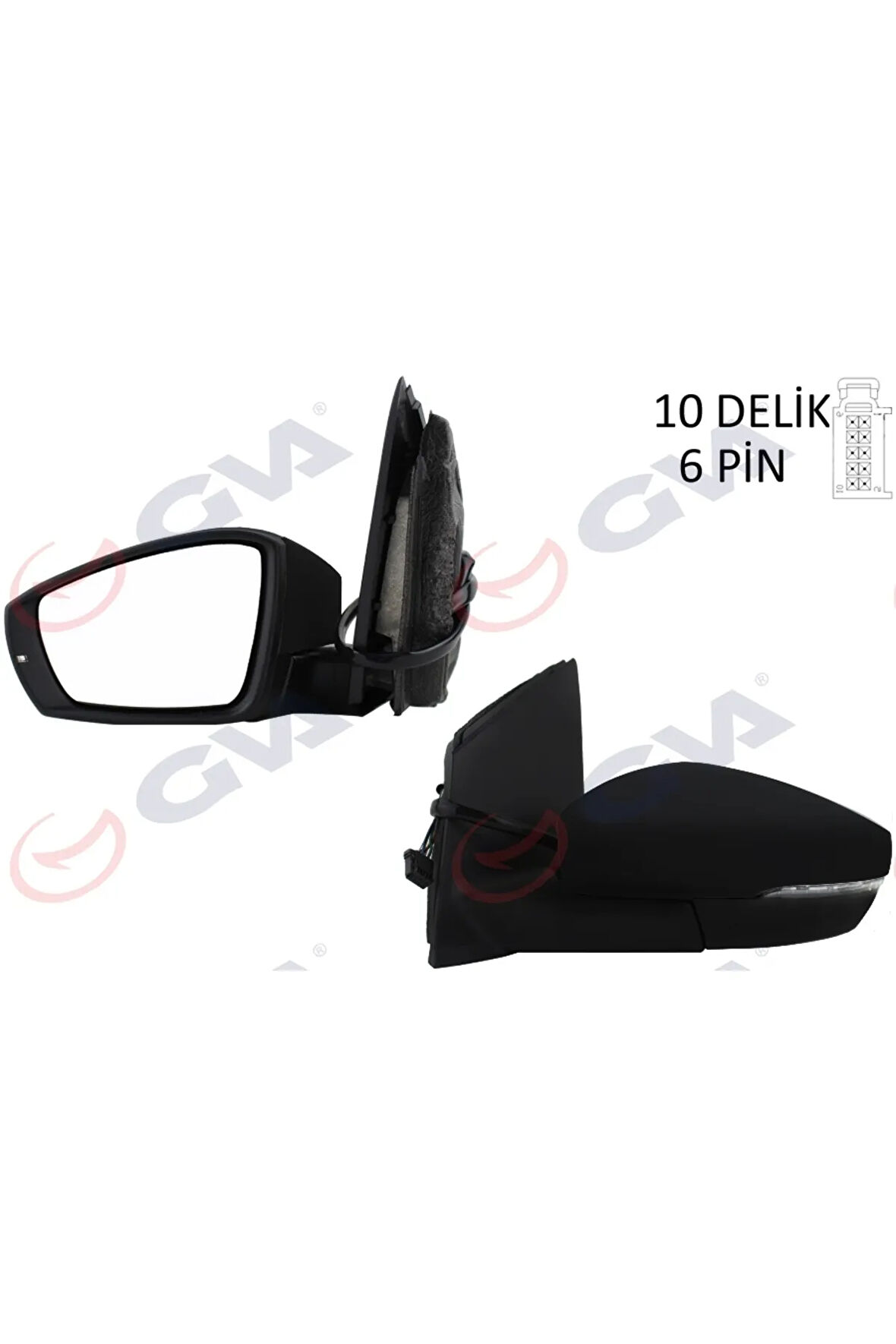 Dış Dikiz Aynası Sol Polo 09 Elektrikli Isıtmalı Sinyalli Asferik 6 Fiş Vm-388ne