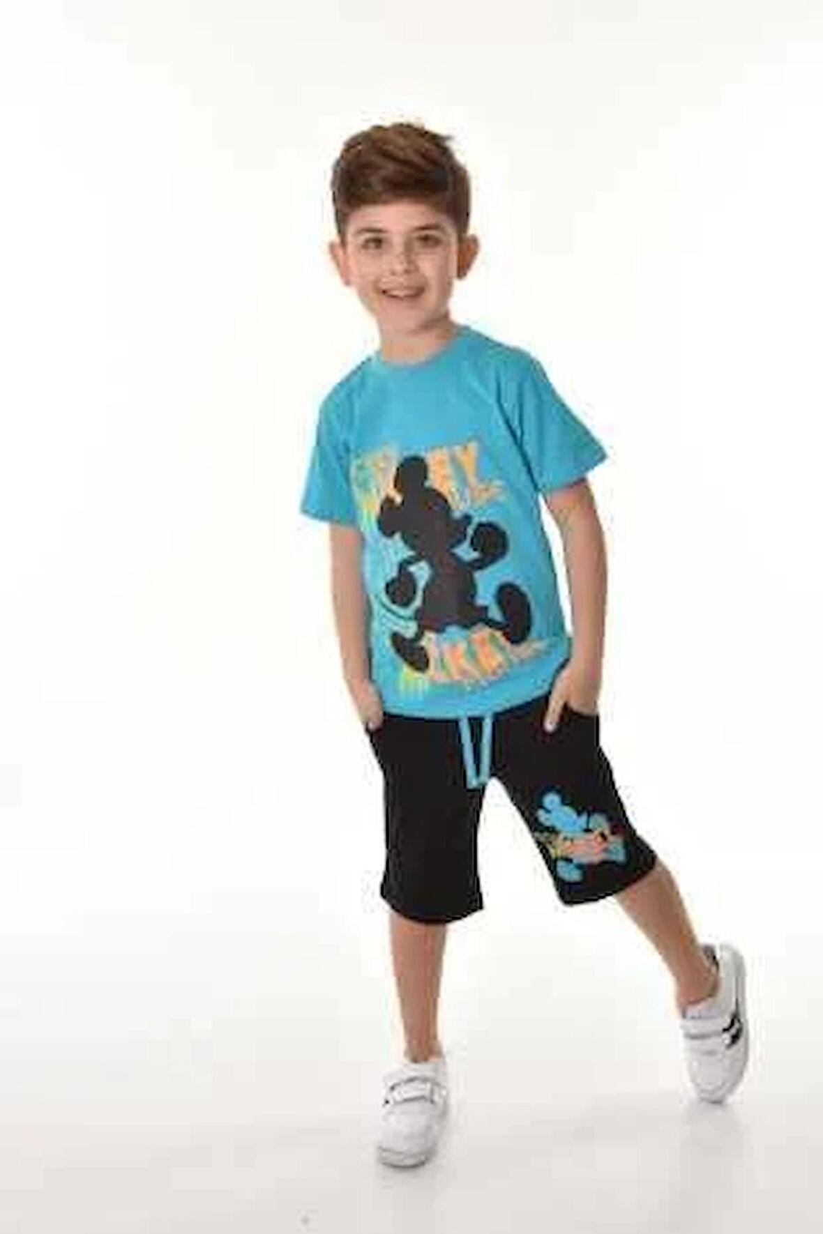 Mickey Baskılı Erkek Çocuk Şortlu Yazlık Takım