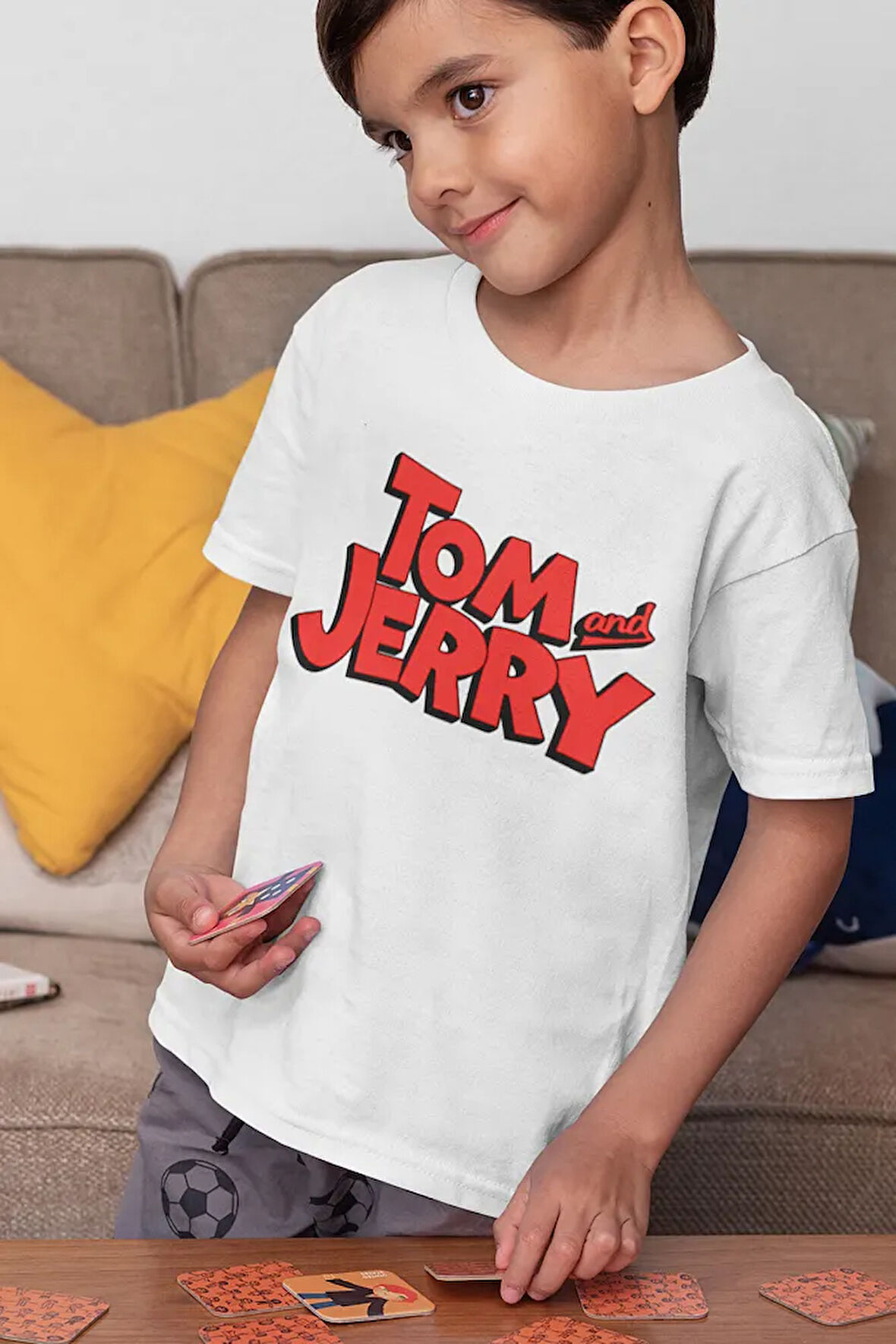 Tom And Jerry Yazılı Unisex Çizgi Film Çocuk Tişört (1-12 YAŞ)