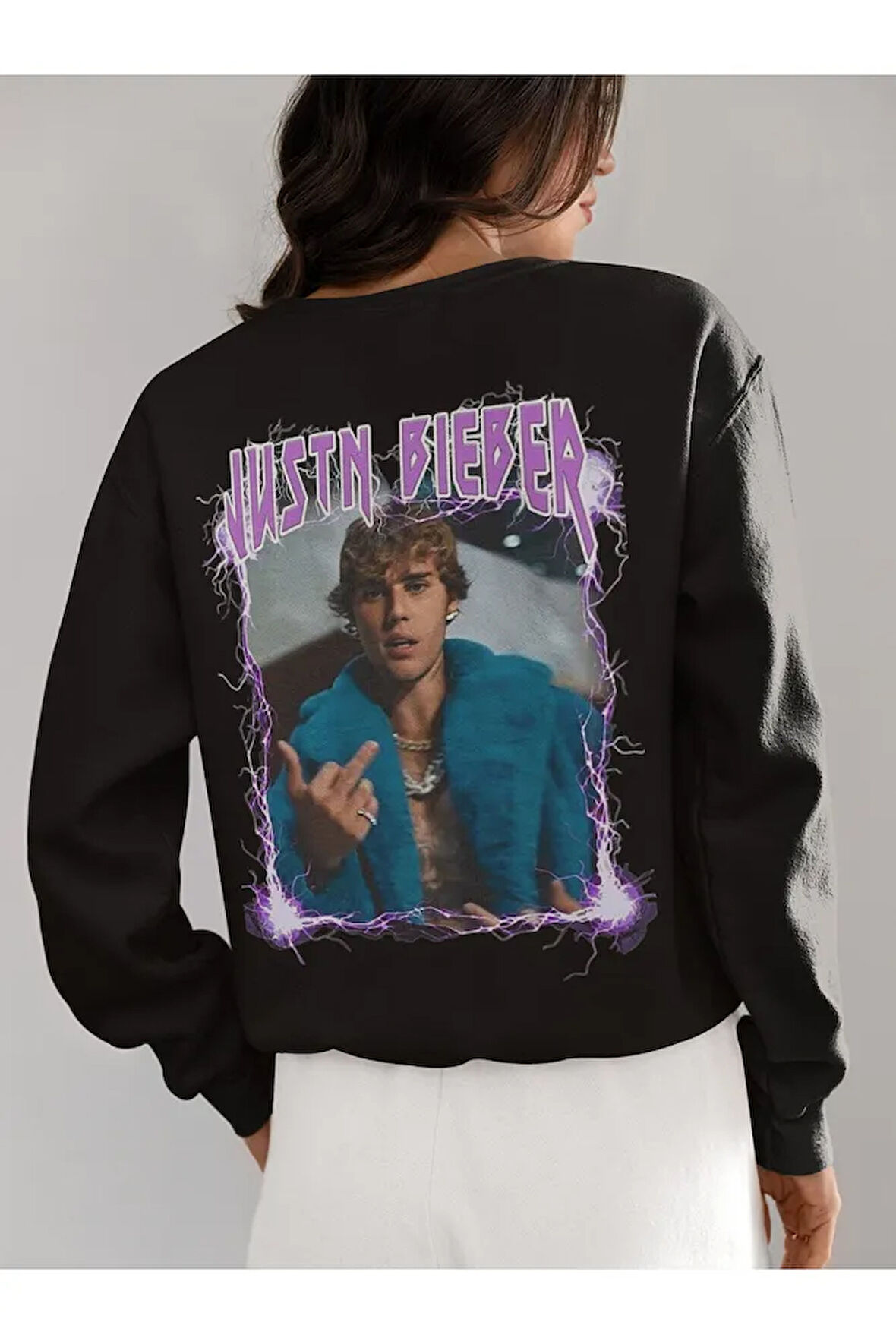 Justin Bieber Baskılı Unisex Oversize Tasarım Şarkıcı Sweatshirt
