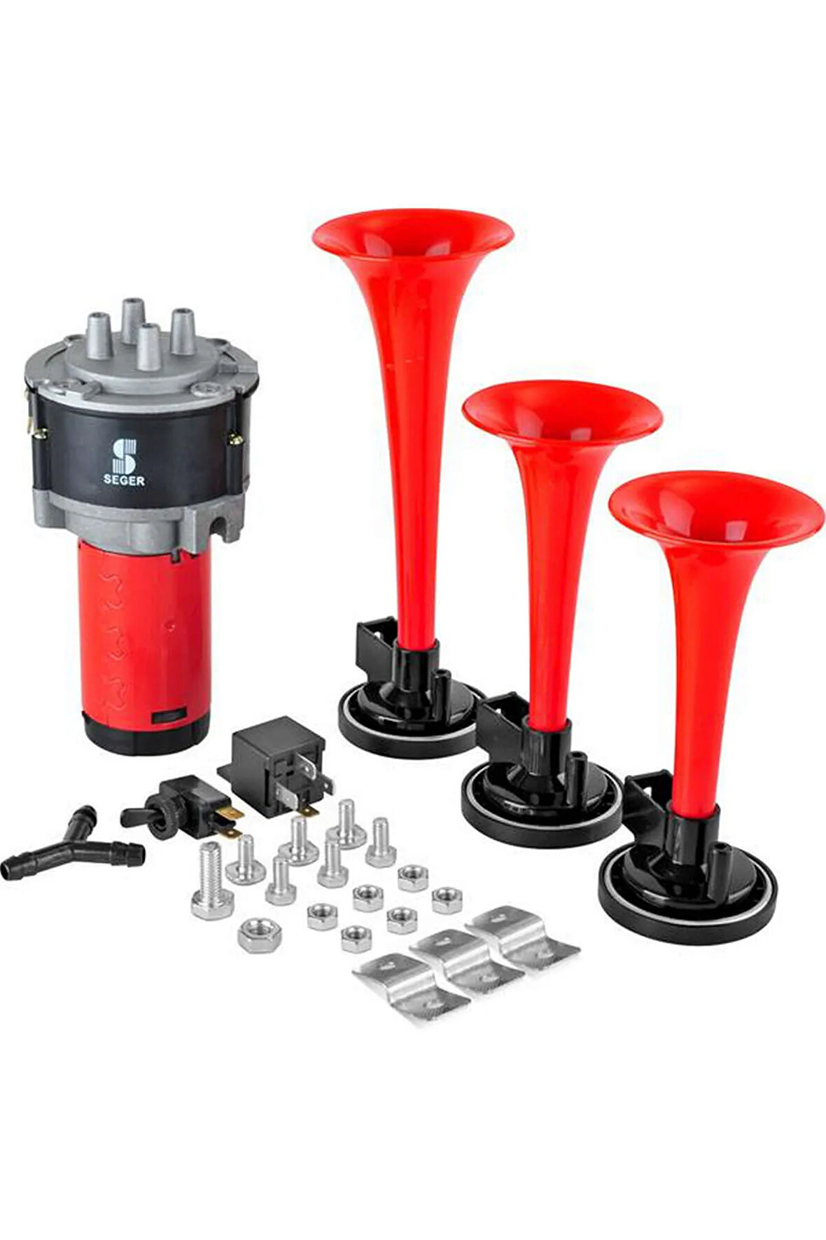 Korna Kompresörlü Üç Plastik Borulu 12v Kırmızı 314105