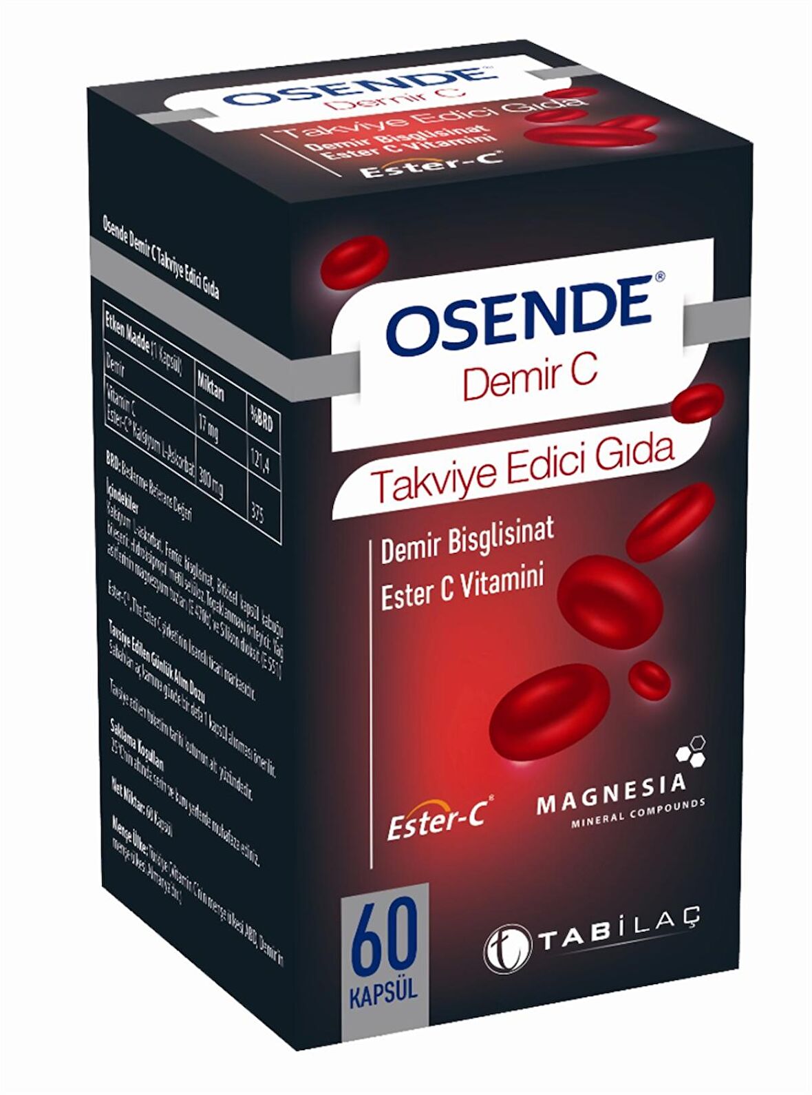 Osende Demir C Demir Ve C Vitamini İçeren Takviye Edici Gıda 60 Kapsül