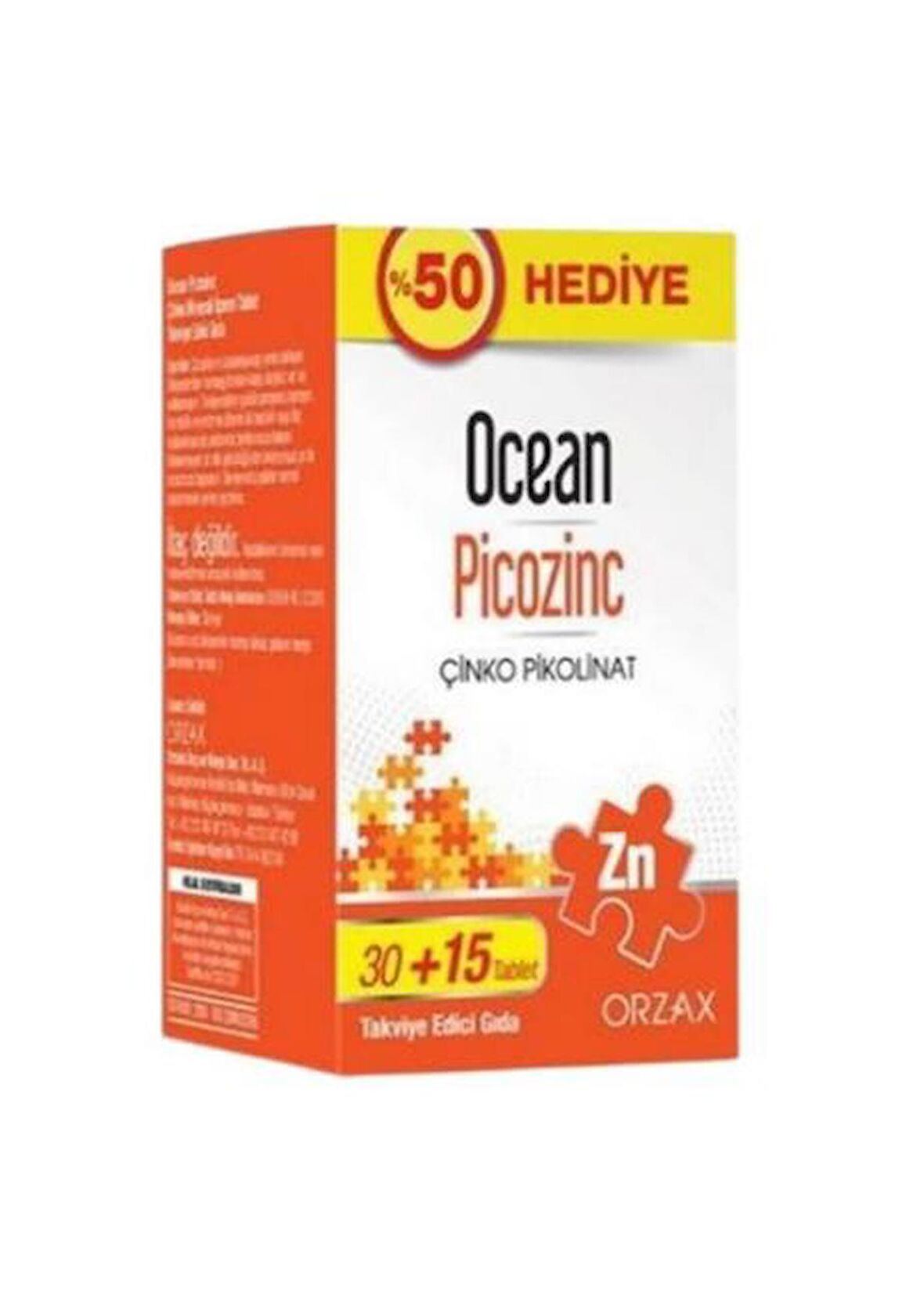 Orzax Ocean Picozinc Takviye Edici Gıda 30 + 15 Tablet