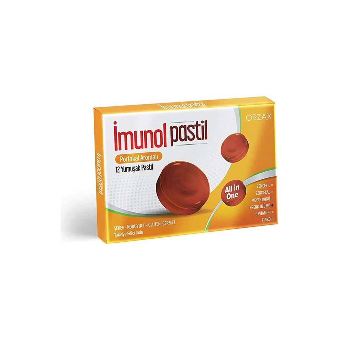 Orzax İmunol Pastil Portakal Aromalı 12 Yumuşak Kapsül