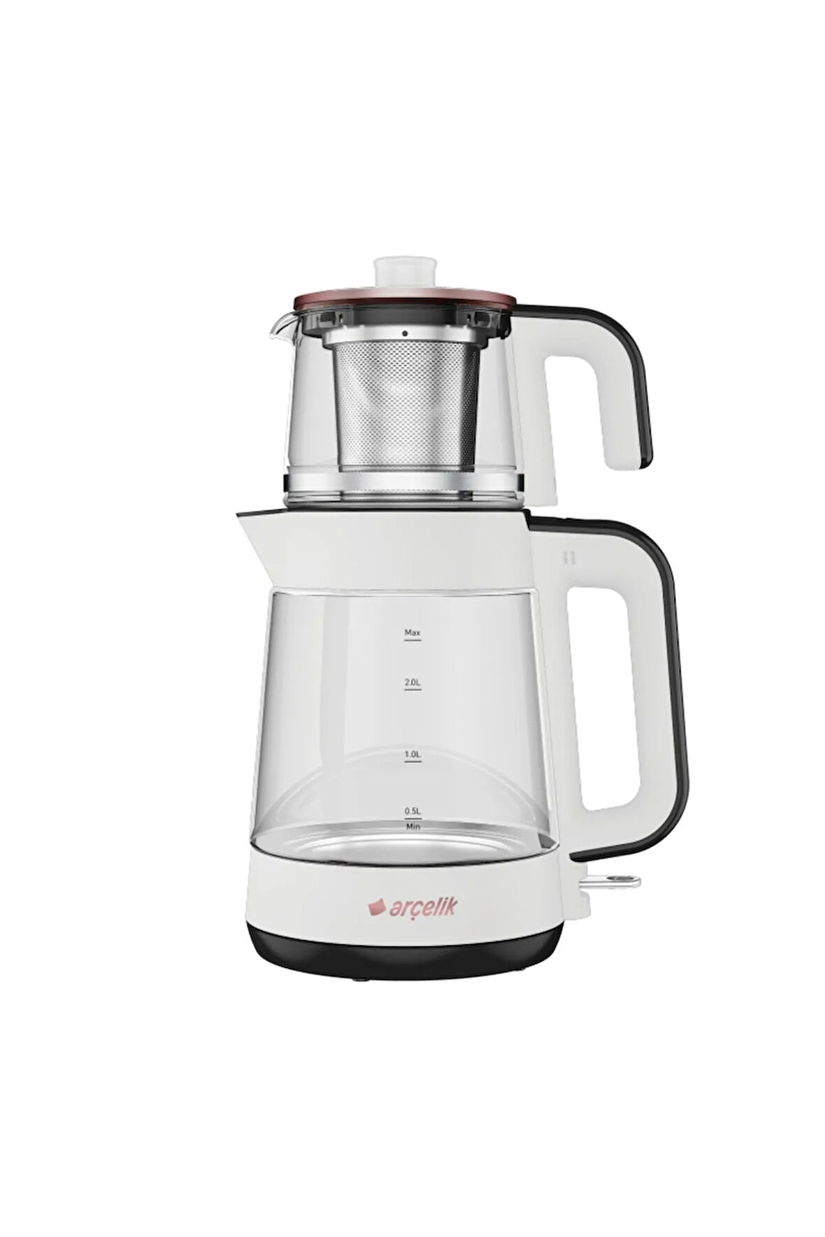 Beyaz 1900 W Cam Demlikli Çay Makinesi