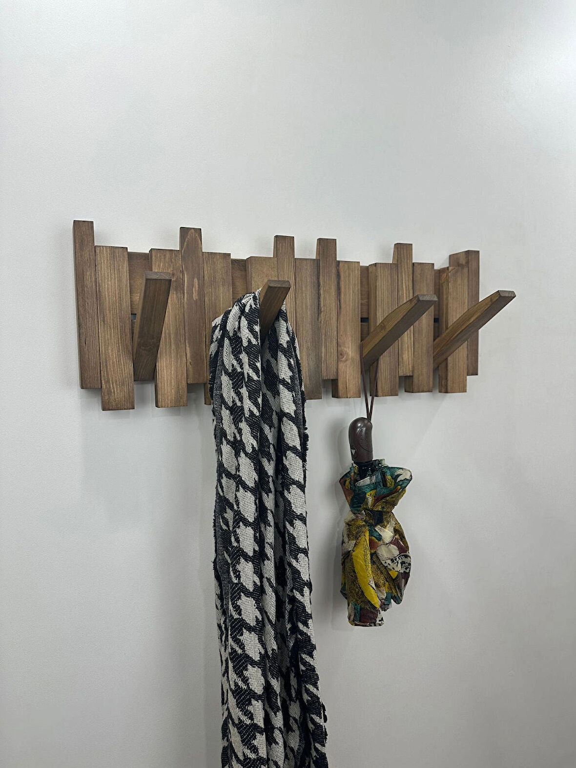 O&a Wood Doğal Ahşap Vestiyer Ahşap Askılık Piano Askılık 8li