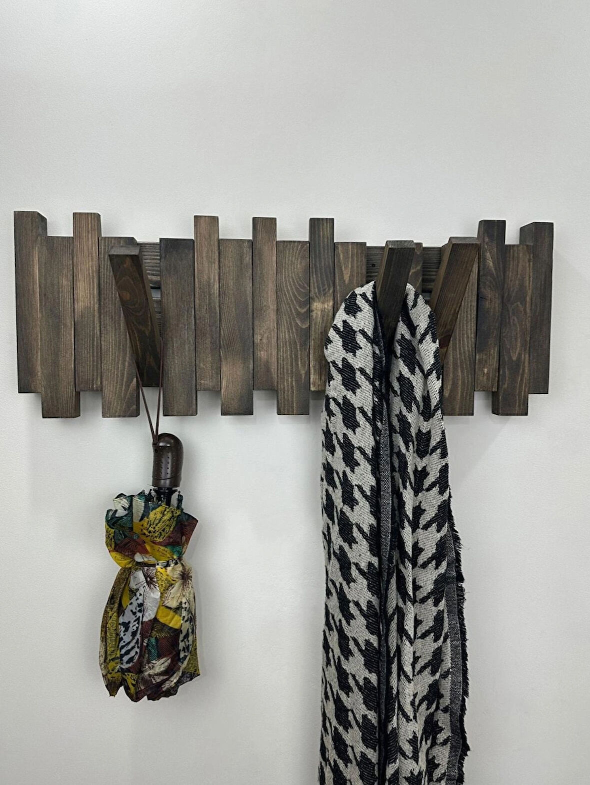 O&A Wood Doğal Ahşap Vestiyer Ahşap Askılık Piano Askılık 8li